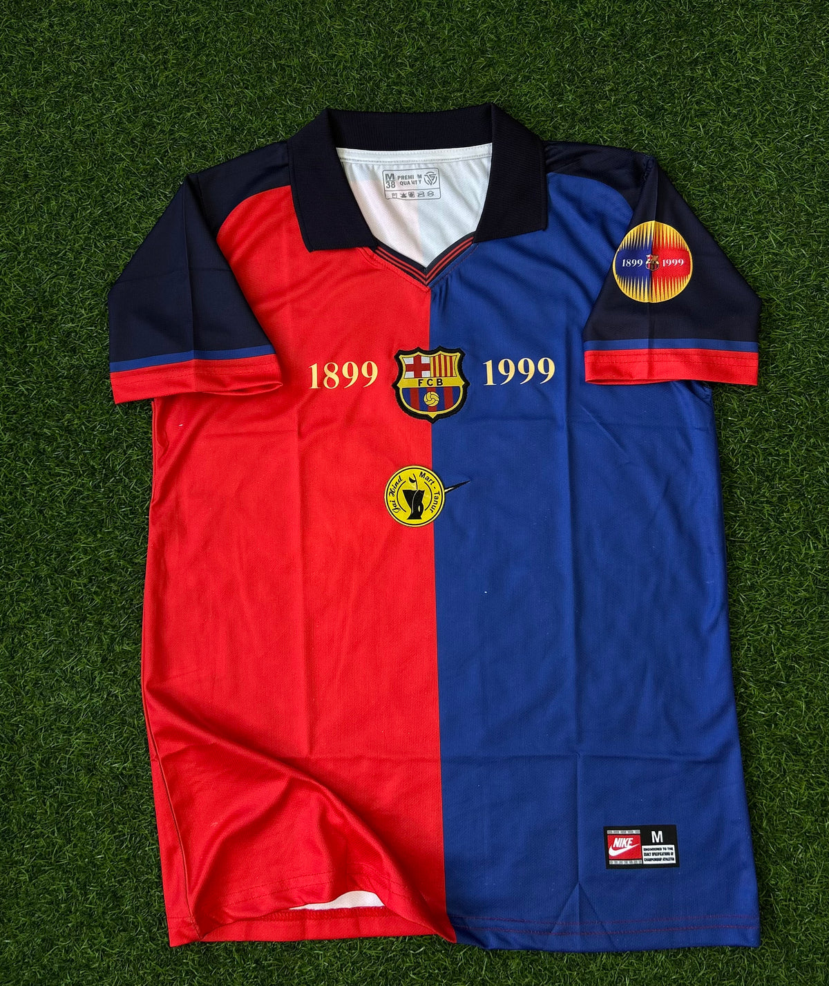 BARCELONA 1999-00 HOME JERSEY, HALF SLEEVE POLO EMBROIDERY