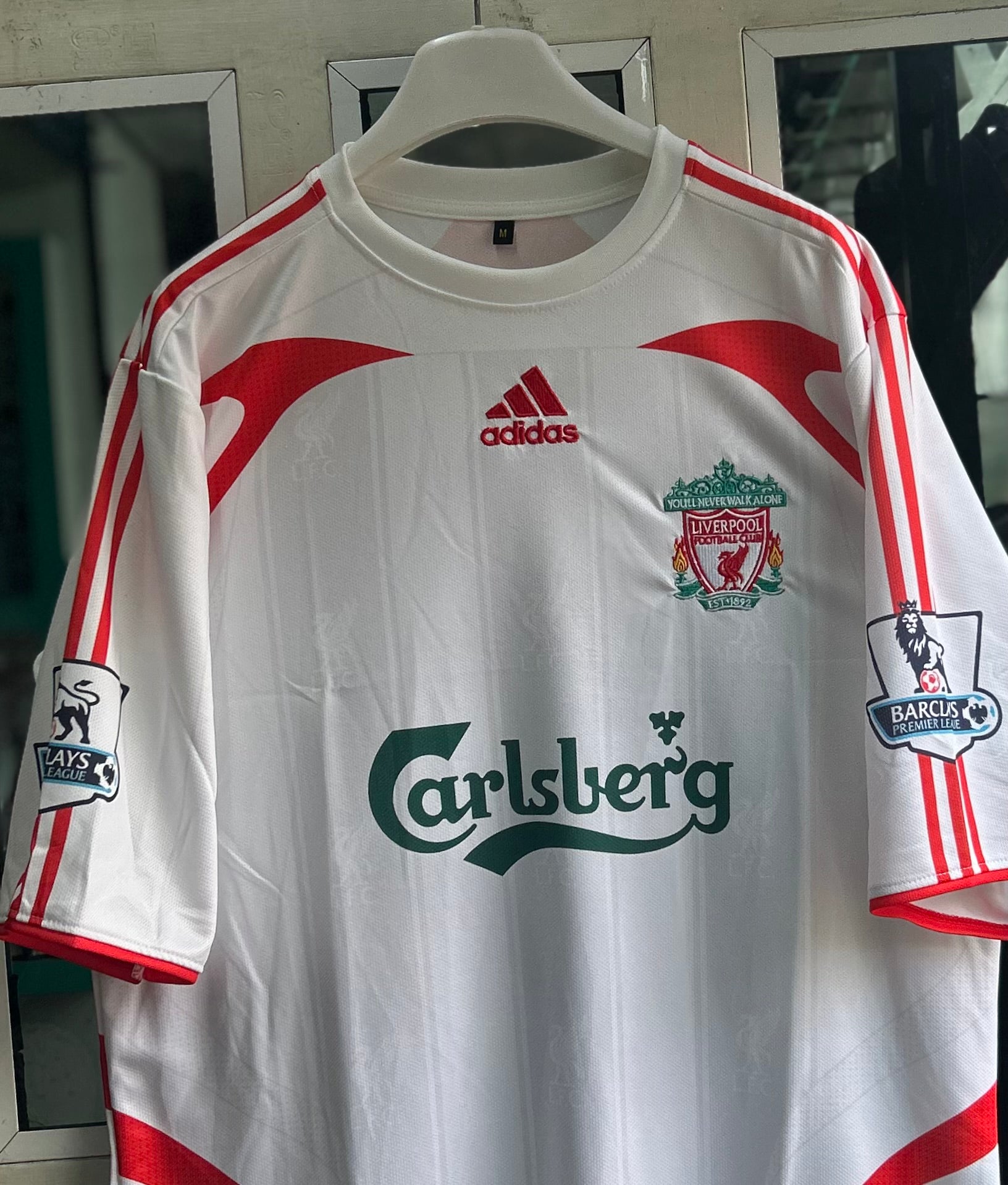 LIVERPOOL 2007-08 AWAY JERSEY, FIVE SLEEVE EMBROIDERY