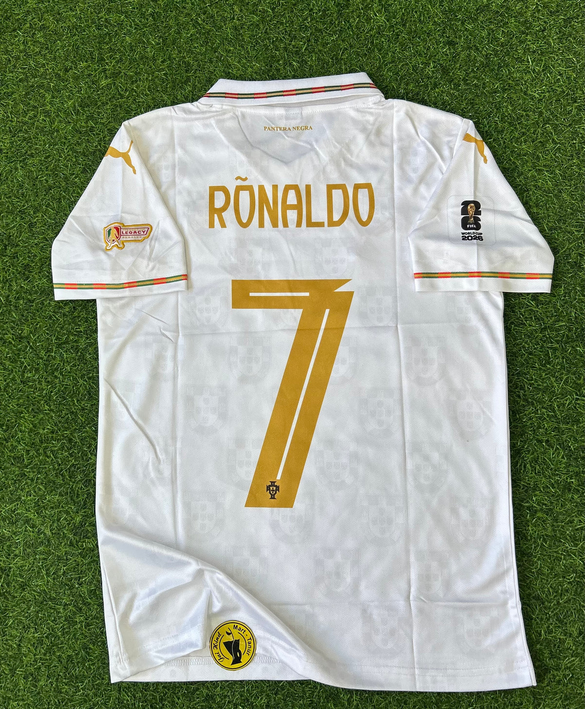 PORTUGAL 2026 SPECIAL EDITION WHITE  JERSEY, HALF SLEEVE POLO EMBROIDERY