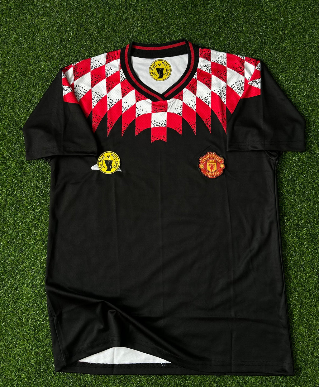 MAN UNITED STADIUM JERSEY BLACK, HALF SLEEVE EMBROIDERY