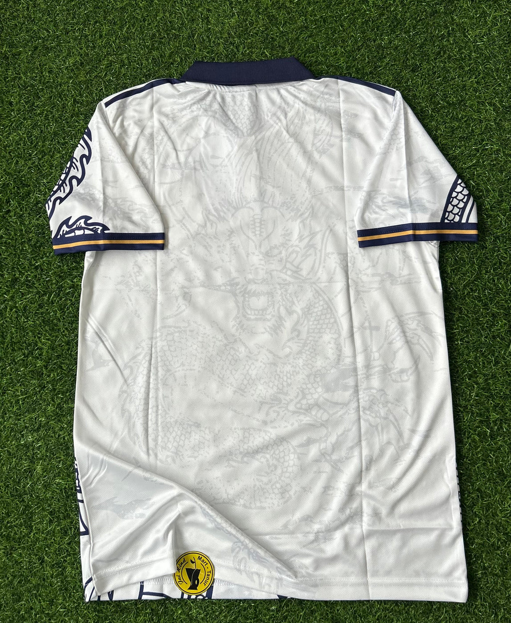 REAL MADRID SPECIAL EDITION DRAGON WHITE JERSEY, HALF SLEEVE  POLO EMBROIDERY