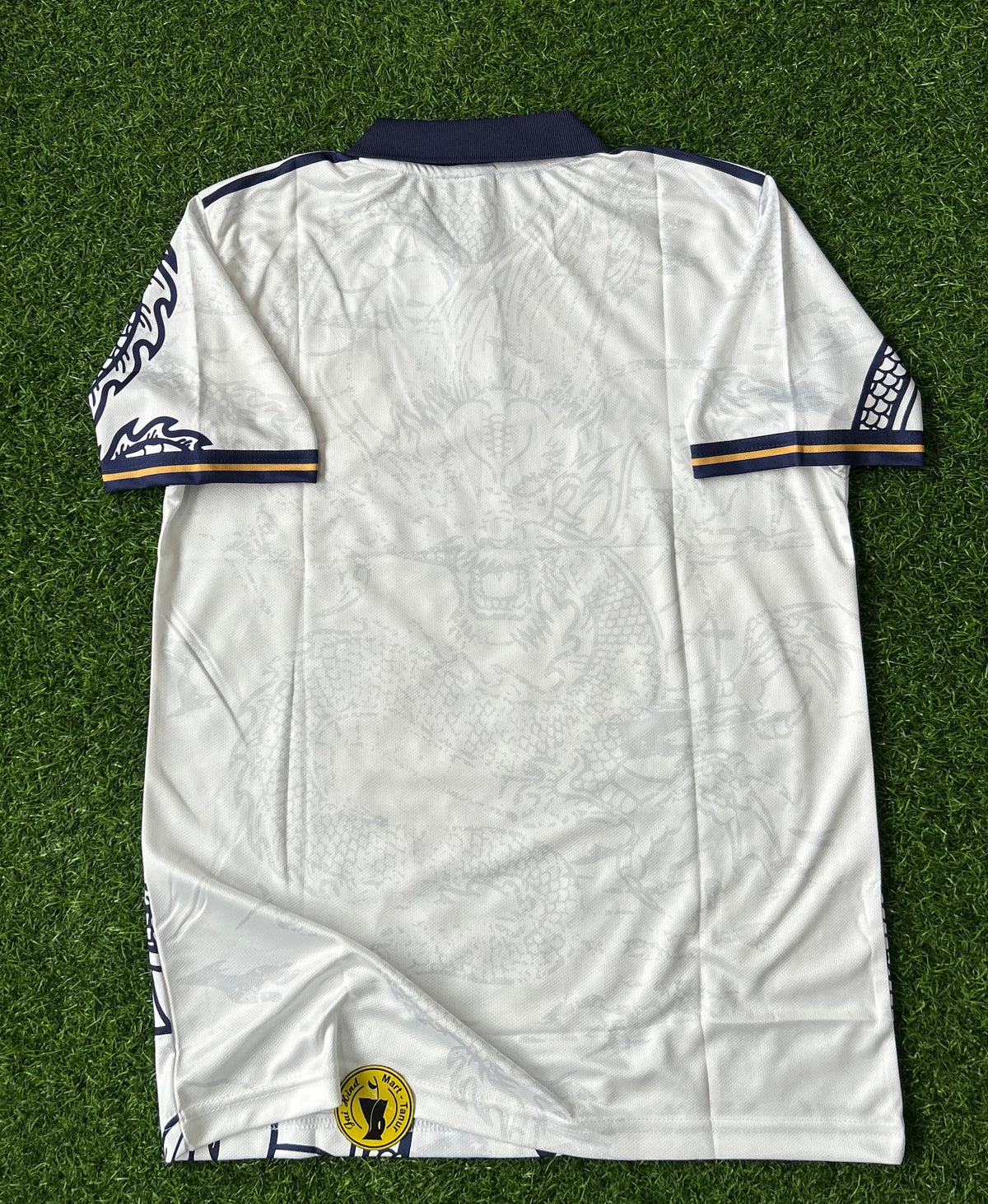 REAL MADRID SPECIAL EDITION DRAGON WHITE JERSEY, HALF SLEEVE  POLO EMBROIDERY