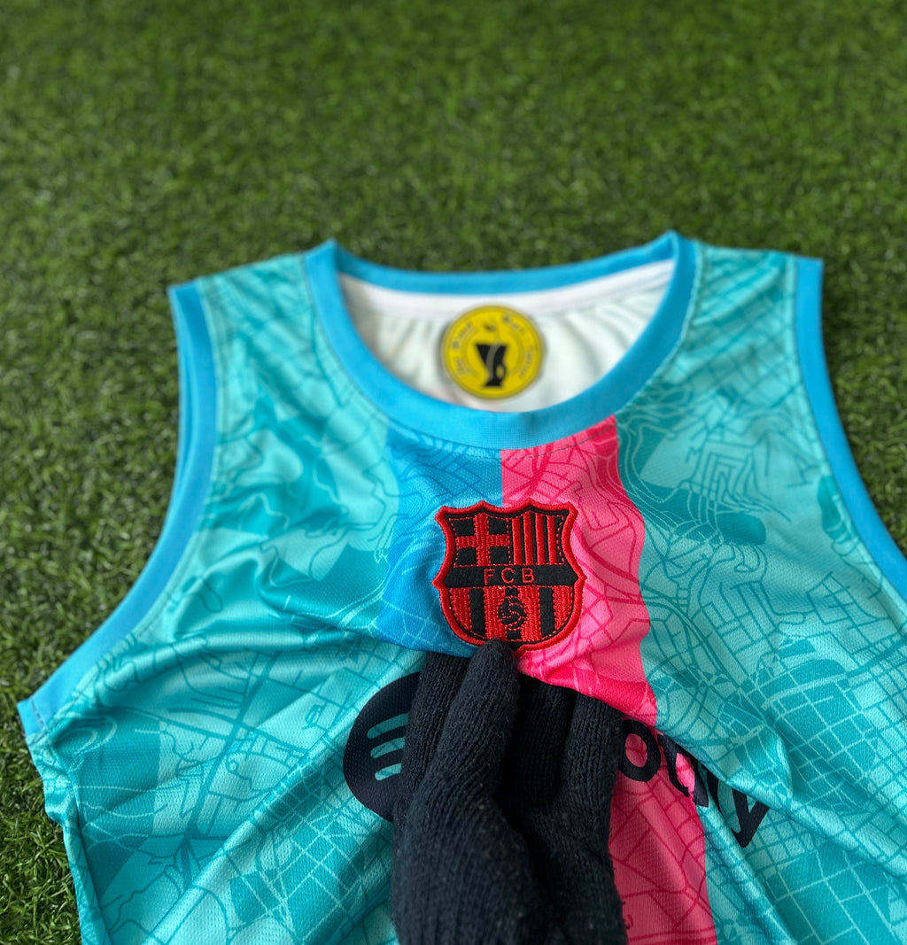 BARCELONA 2023-24 TRAINING JERSEY, HALF SLEEVE EMBROIDERY