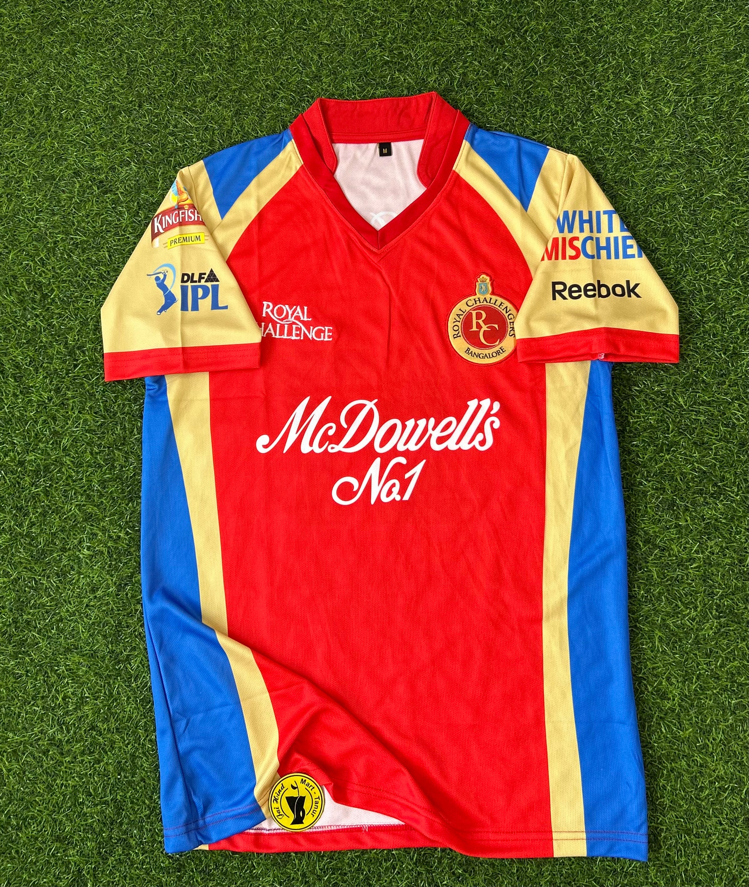 RCB 2012 IPL HOME KIT, HALFSLEEVE  EMBROIDERY (OG NECK)