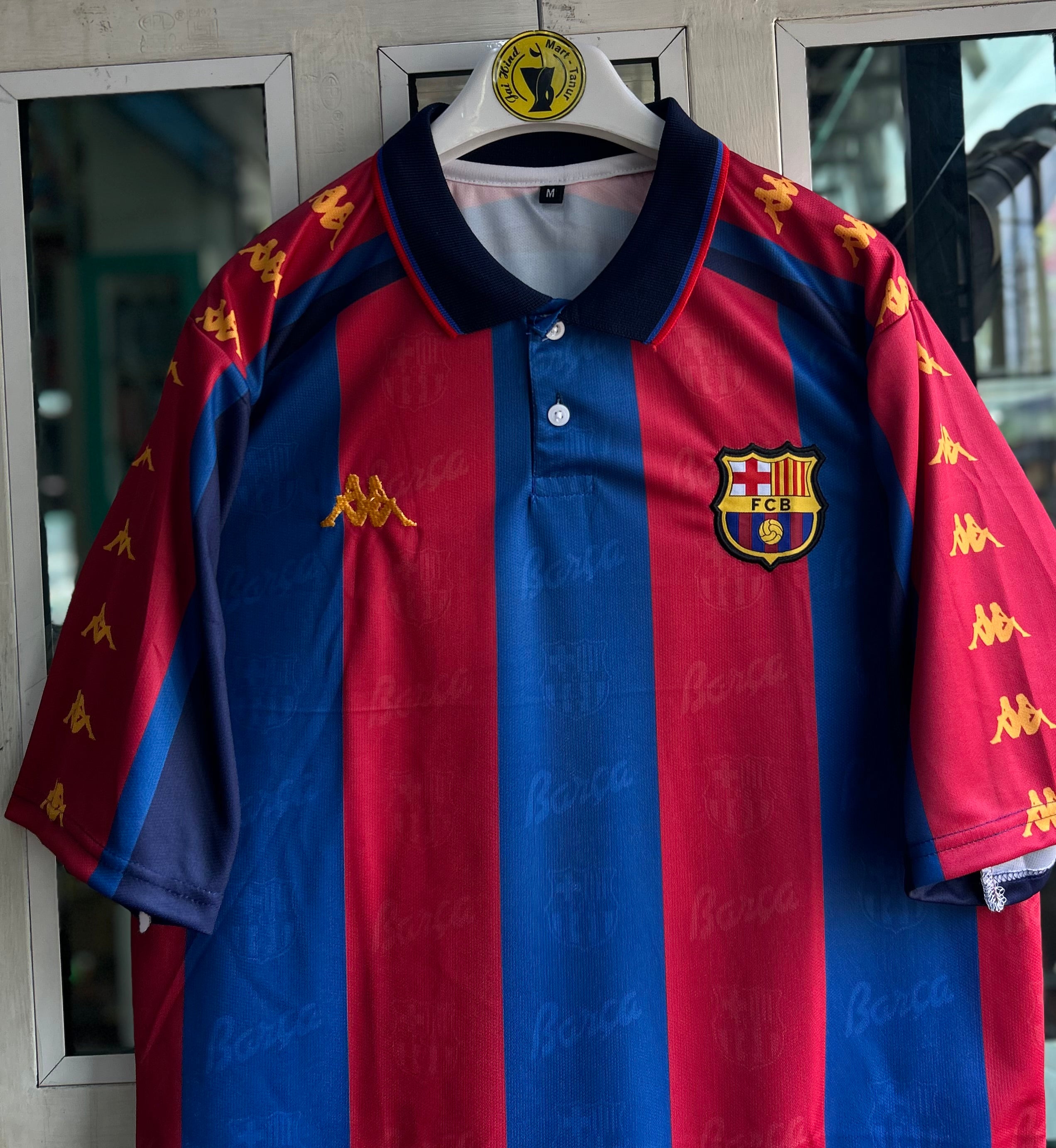 BARCELONA 1996-97 HOME CONCEPT KIT, FIVE SLEEVE POLO EMBROIDERY