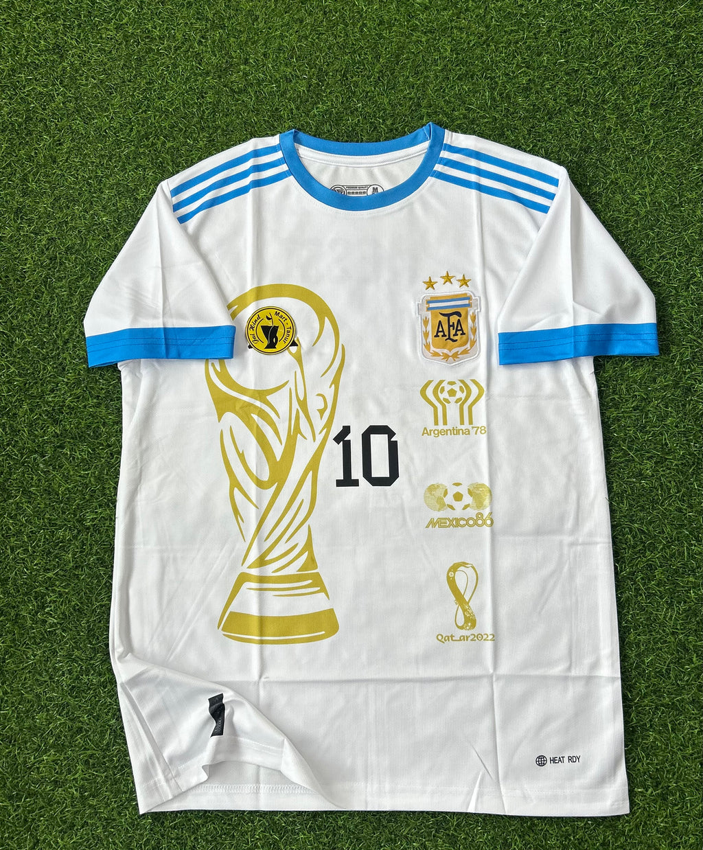 ARGENTINA WORLD CUP WINNING SPECIAL EDITION KIT,  HALF SLEEVE  EMBROIDERY