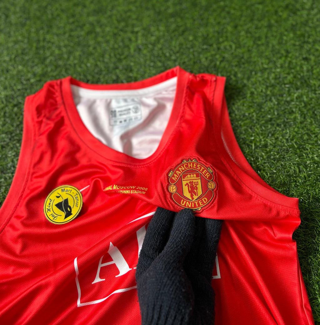 MAN UNITED 2007-08 HOME JERSEY, SLEEVELESS EMBROIDERY