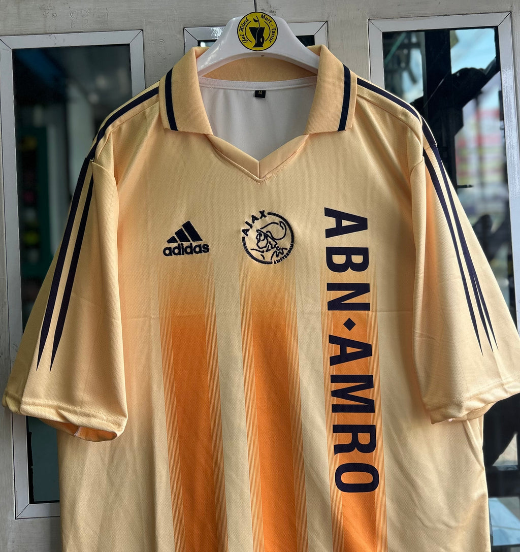 AJAX 2004-05 AWAY JERSEY, FIVE SLEEVE POLO EMBROIDERY