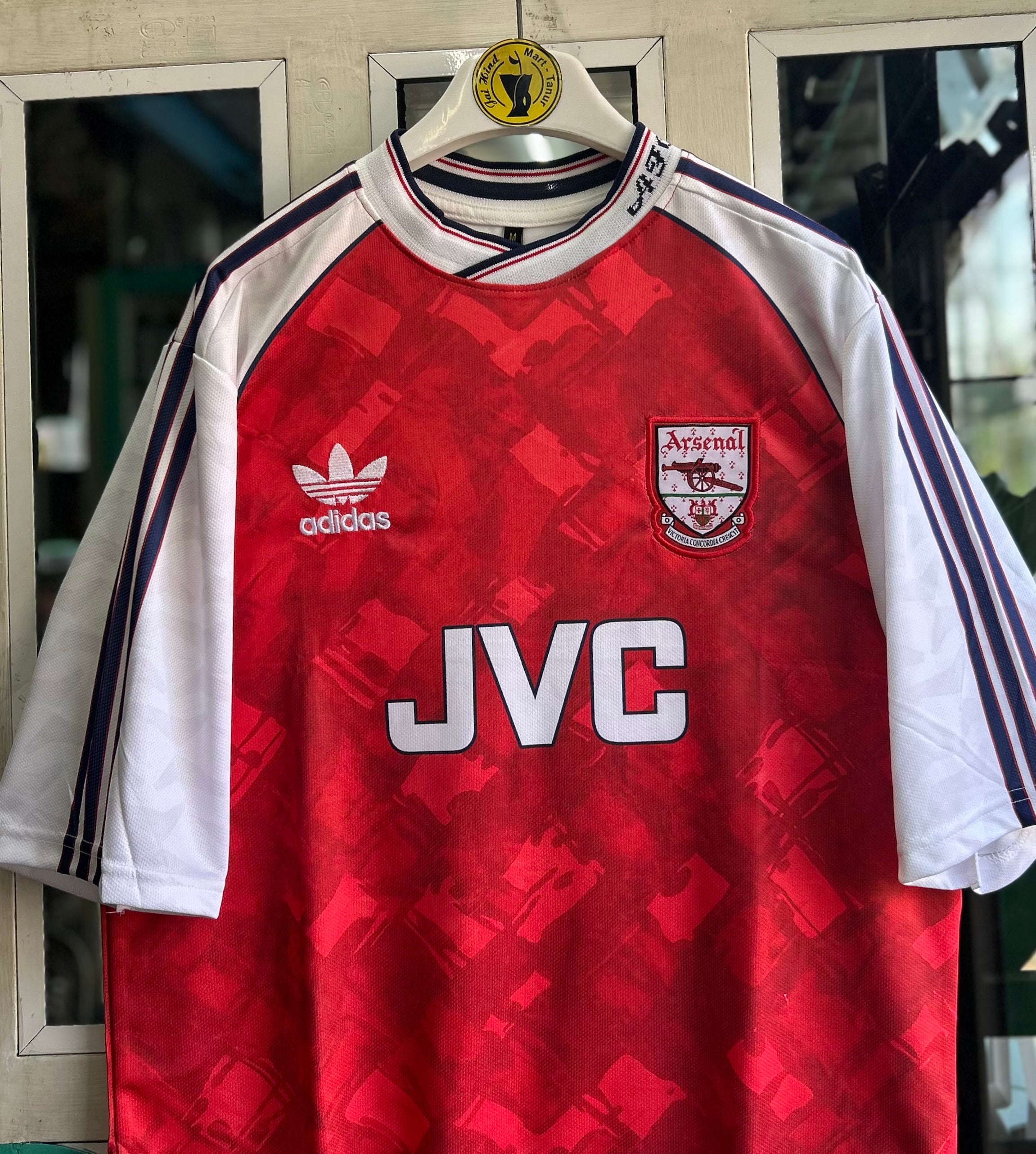 ARSENAL 1990-92 HOME JERSEY, FIVE SLEEVE  EMBROIDERY OG NECK