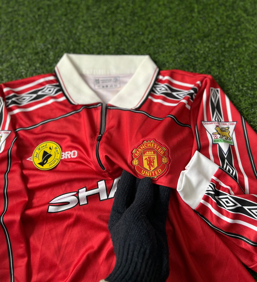 MAN UNITED 1998-99 HOME KIT, FULL SLEEVE POLO EMBROIDERY