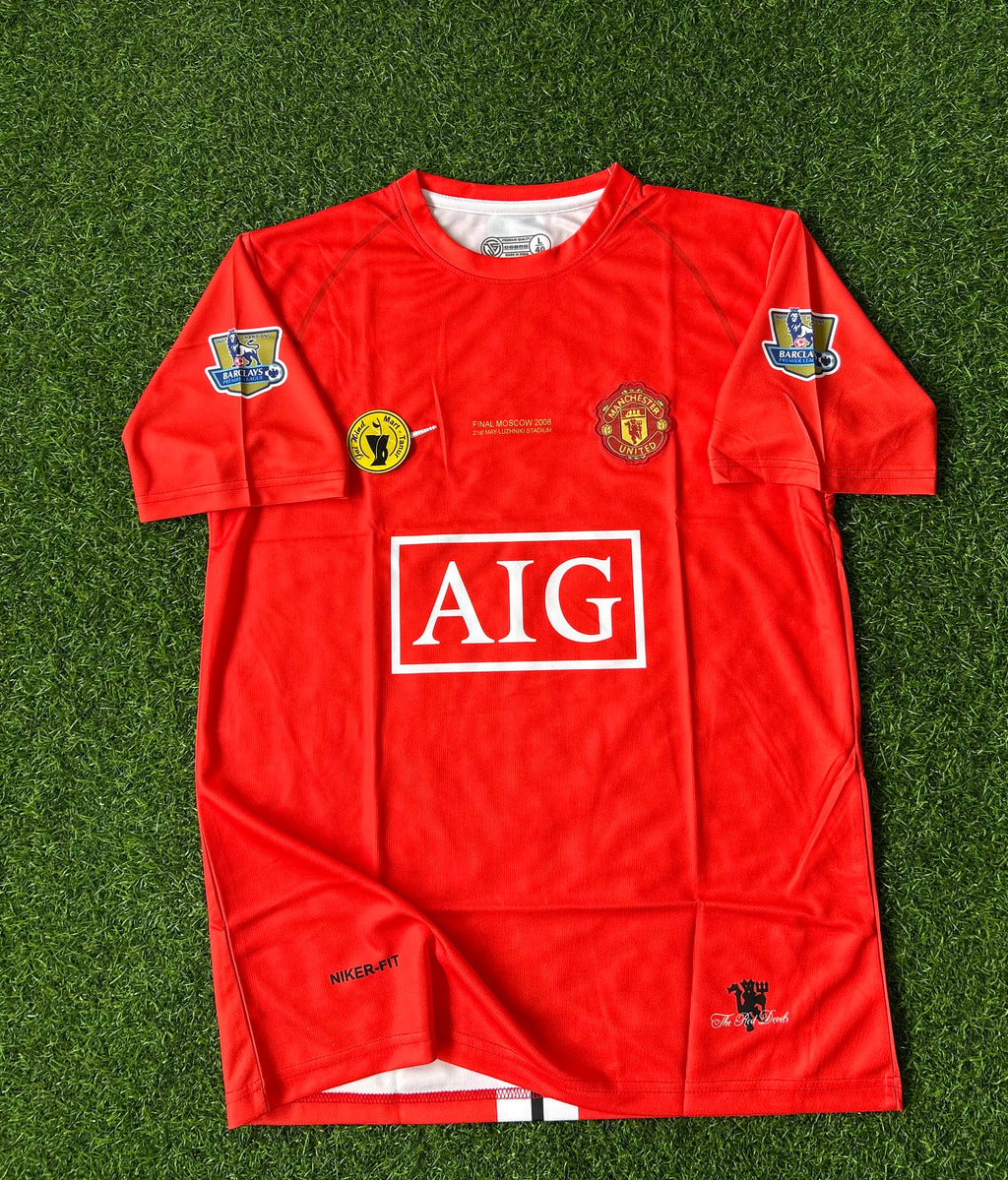 MAN UNITED 2007-08 HOME KIT, HALFSLEEVE EMBROIDERY