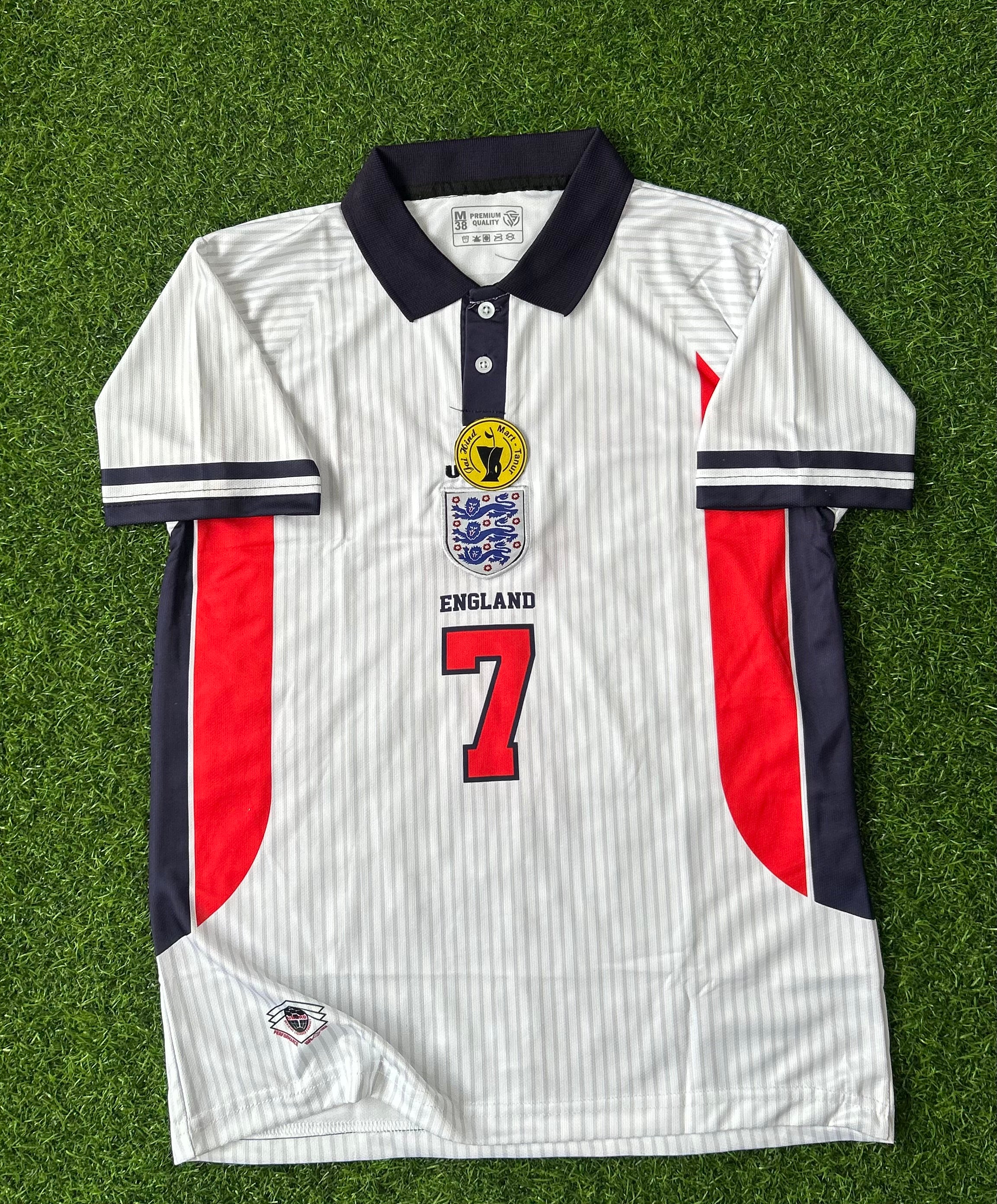 ENGLAND 1998 HOME JERSEY, HALF SLEEVE POLO EMBROIDERY