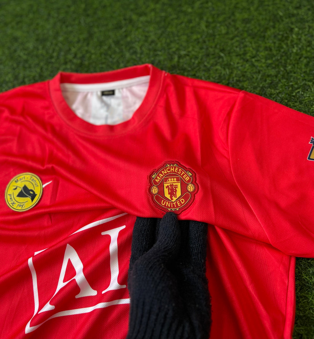 MAN UNITED 2007-08 HOME JERSEY, HALF SLEEVE EMBROIDERY
