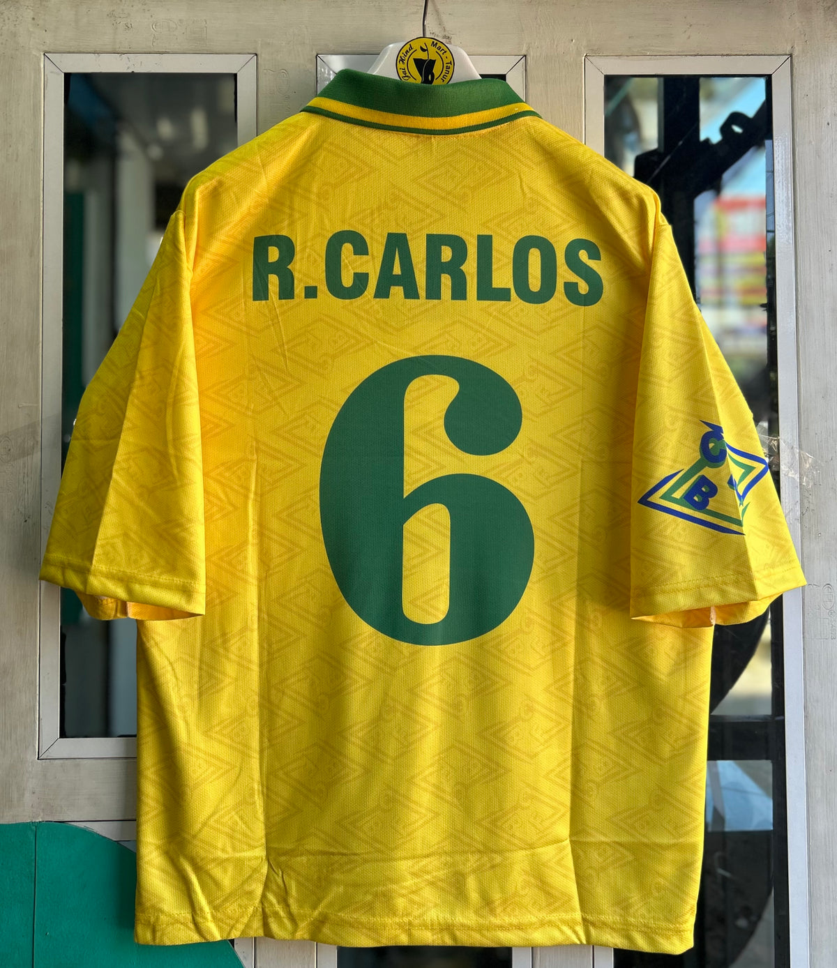BRAZIL 1992 HOME JERSEY, FIVE SLEEVE POLO EMBROIDERY