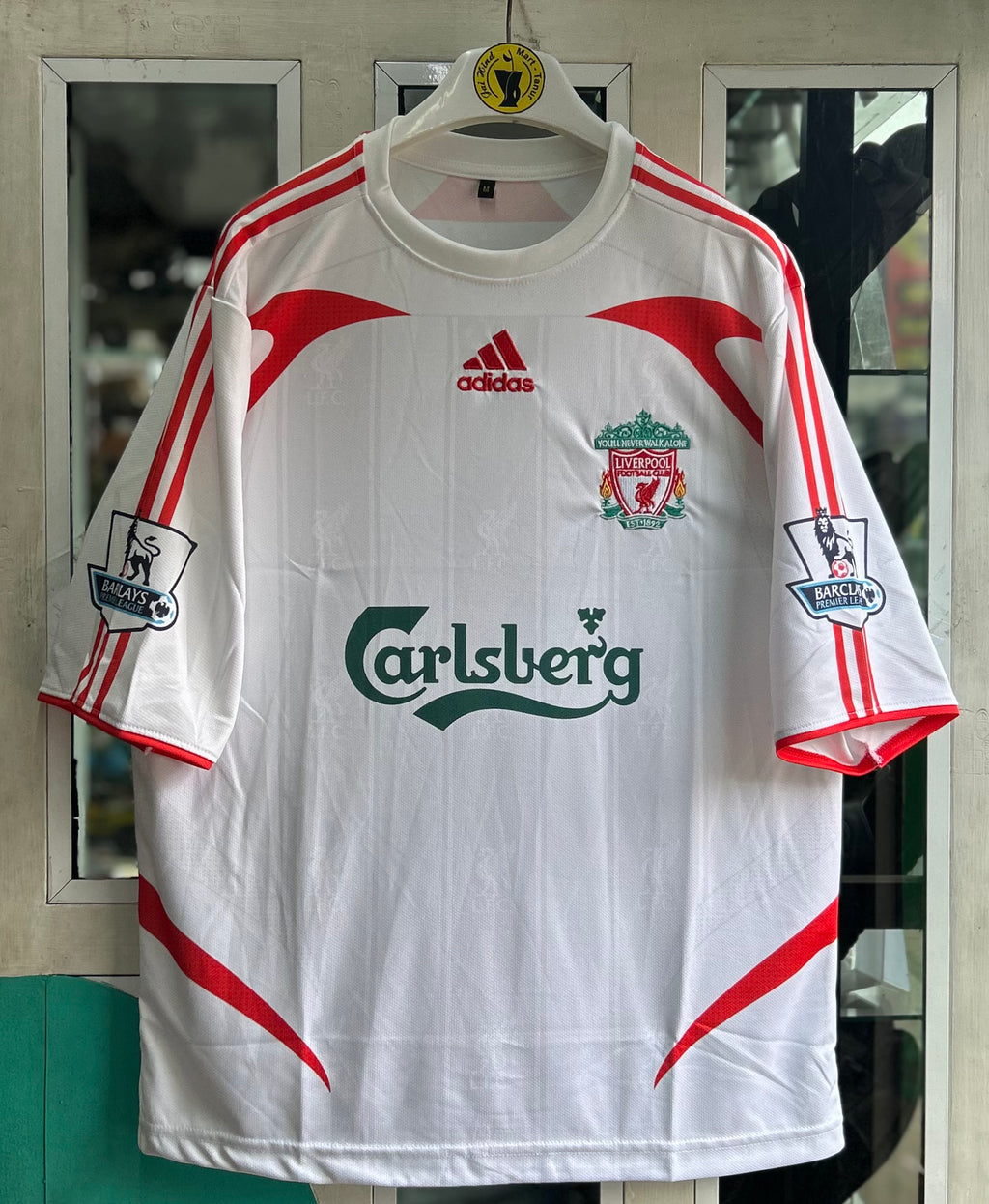 LIVERPOOL 2007-08 AWAY JERSEY, FIVE SLEEVE EMBROIDERY