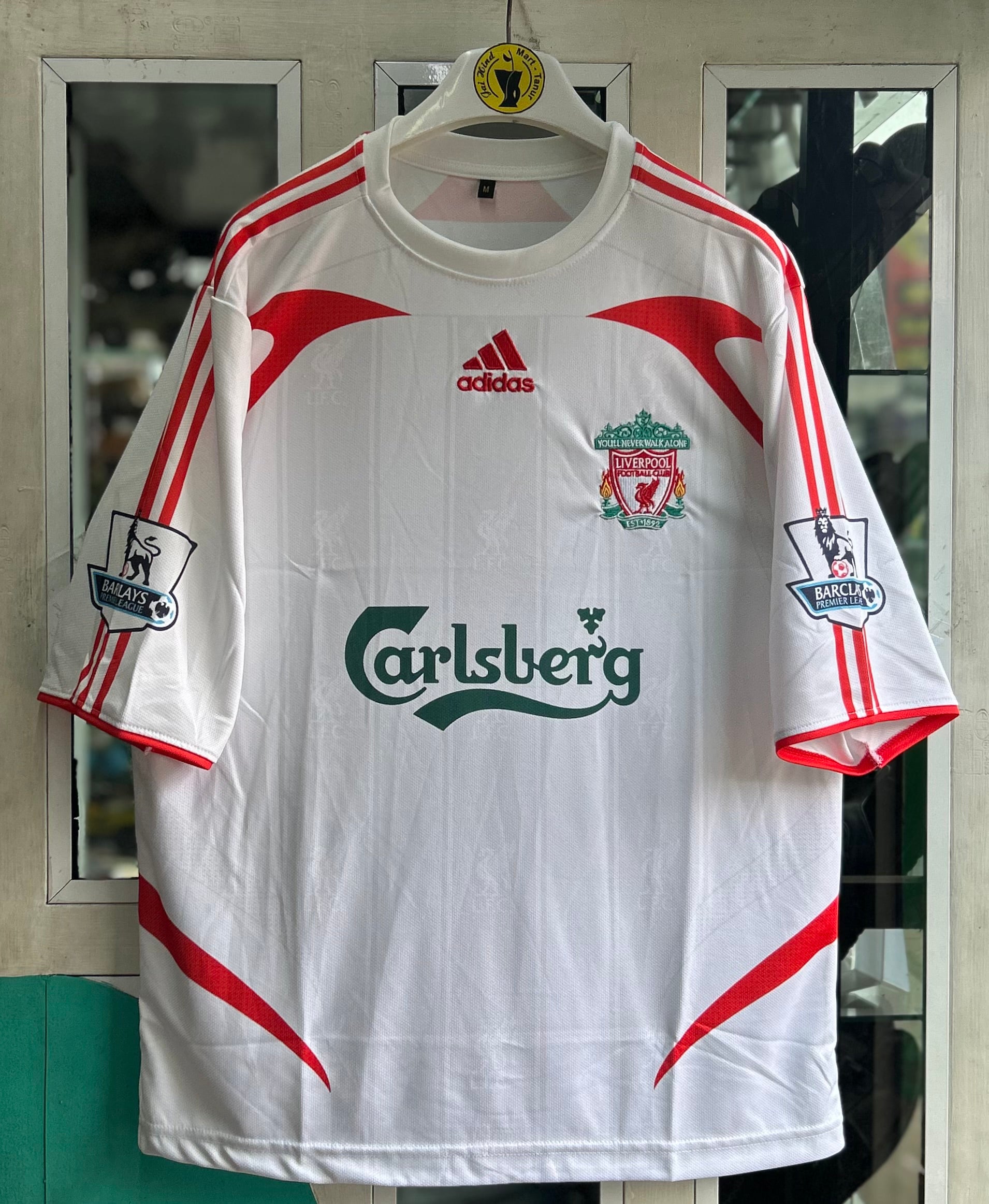 LIVERPOOL 2007-08 AWAY JERSEY, FIVE SLEEVE EMBROIDERY