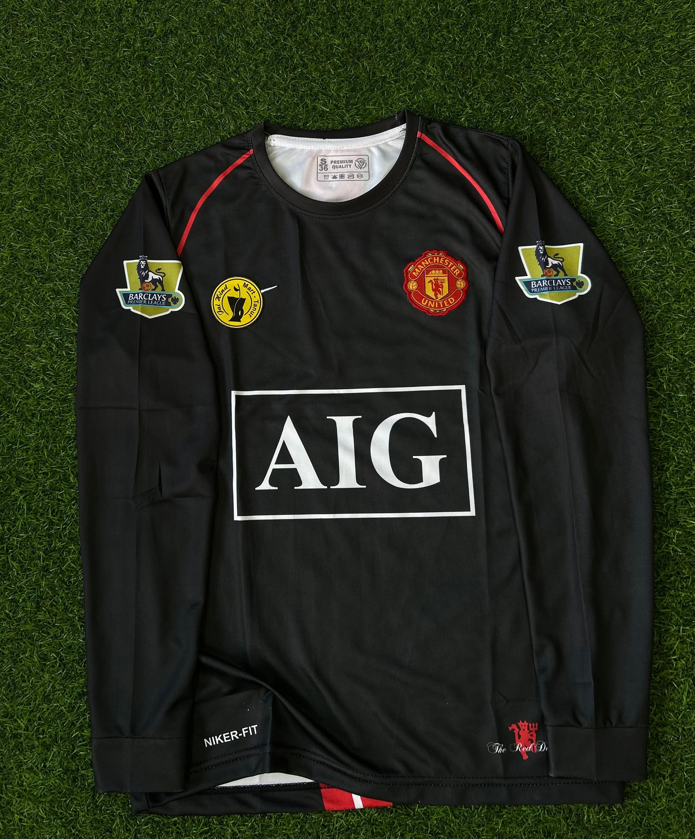 MAN UNITED 2007-08 AWAY JERSEY, FULL SLEEVE EMBROIDERY