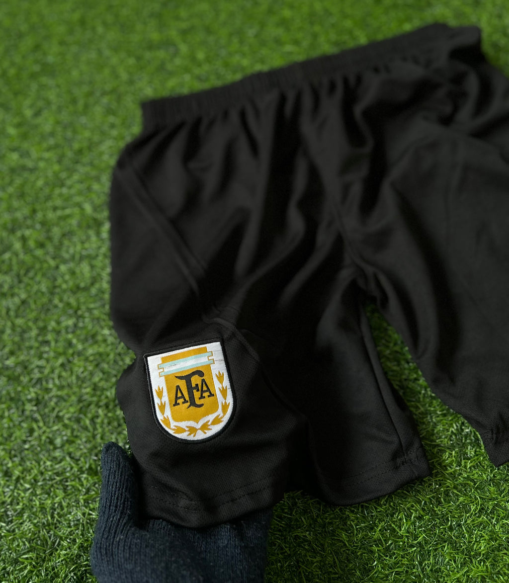 ARGENTINA SHORT'S, BLACK . DOTKNIT EMBROILEDERY