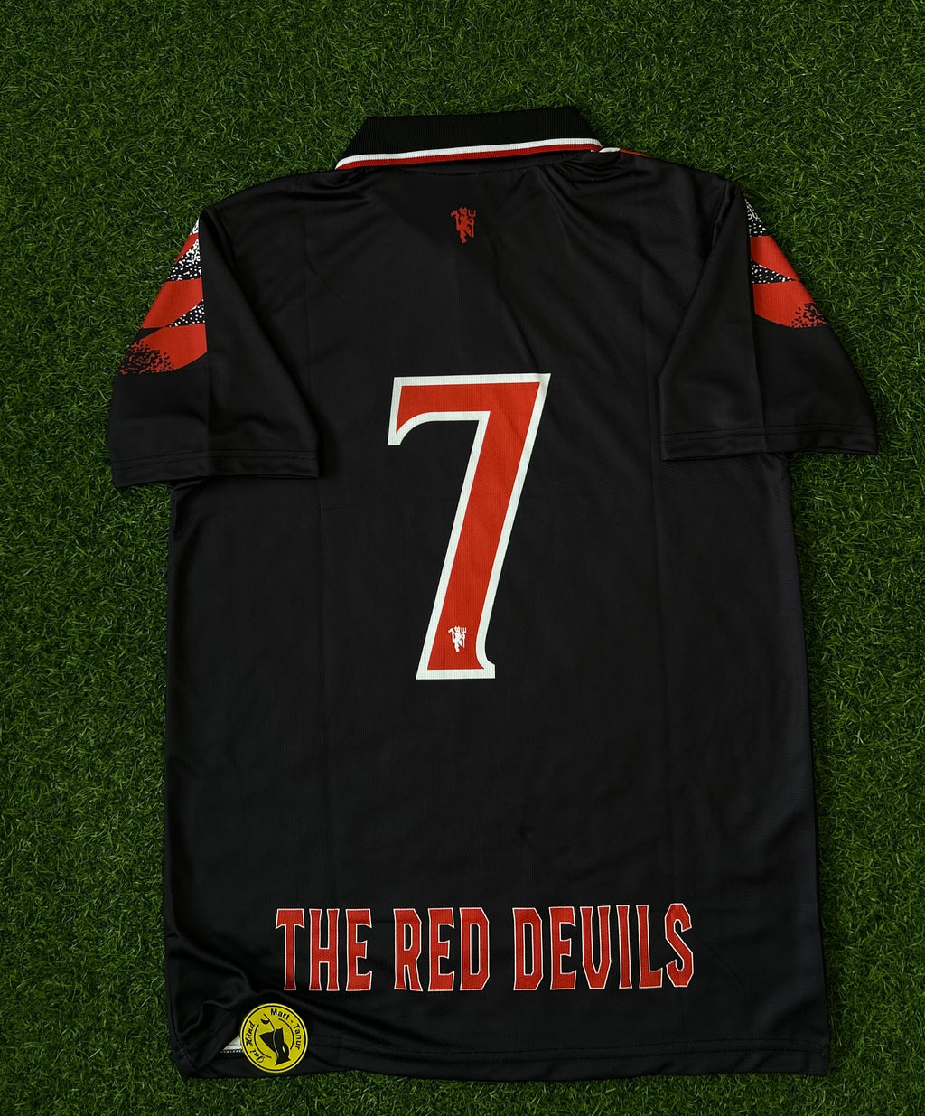 MAN UNITED STADIUM JERSEY BLACK, HALF SLEEVE POLO EMBROIDERY