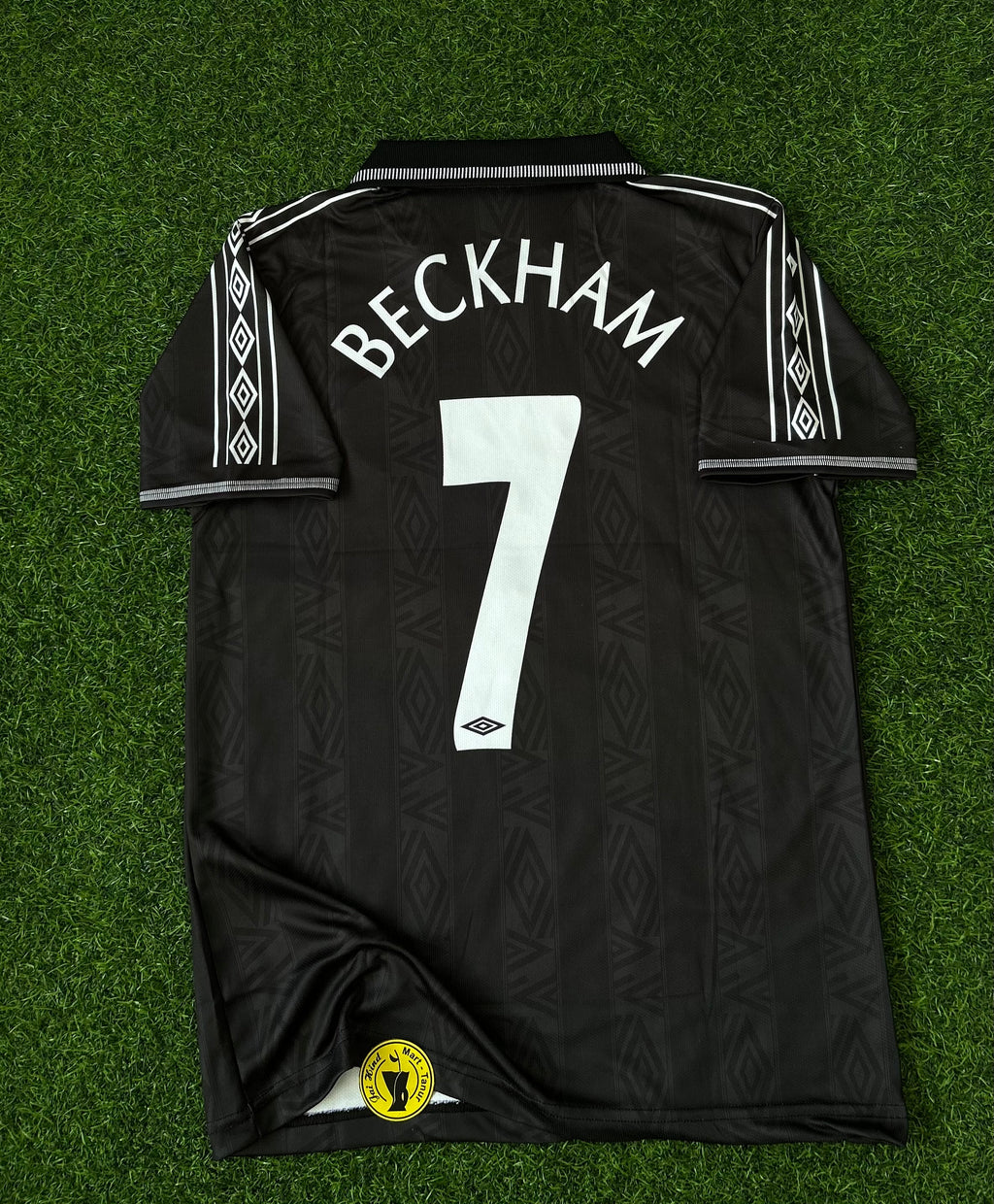UMBRO BLACK 90s FOOTBALL JERSEY, HALFSLEEVE POLO EMBRODERY