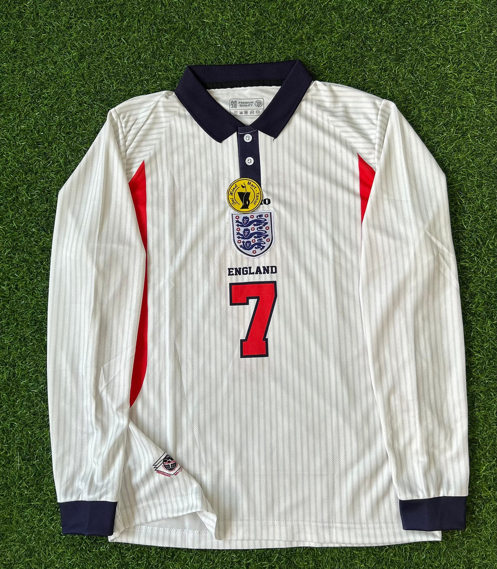 ENGLAND 1998 HOME JERSEY, FULL SLEEVE POLO EMBROIDERY