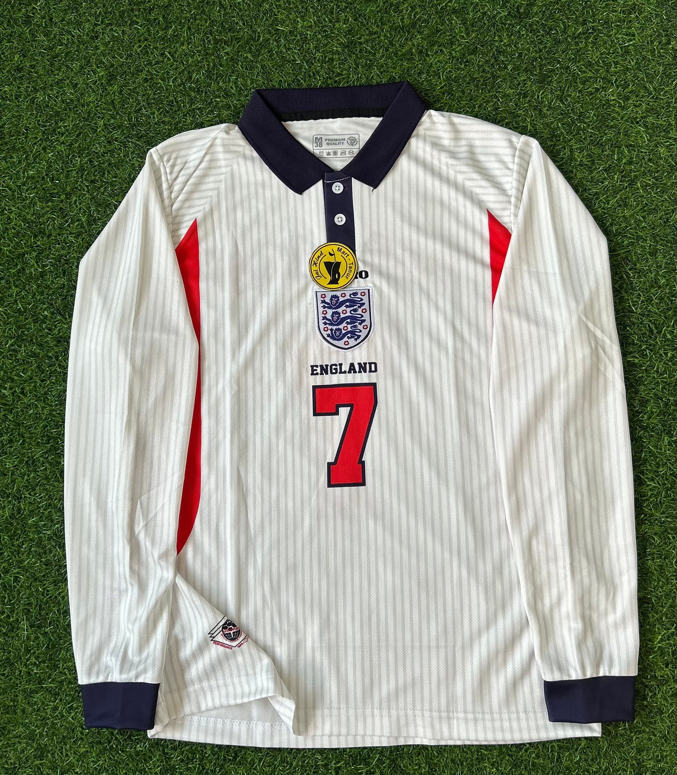 ENGLAND 1998 HOME JERSEY, FULL SLEEVE POLO EMBROIDERY