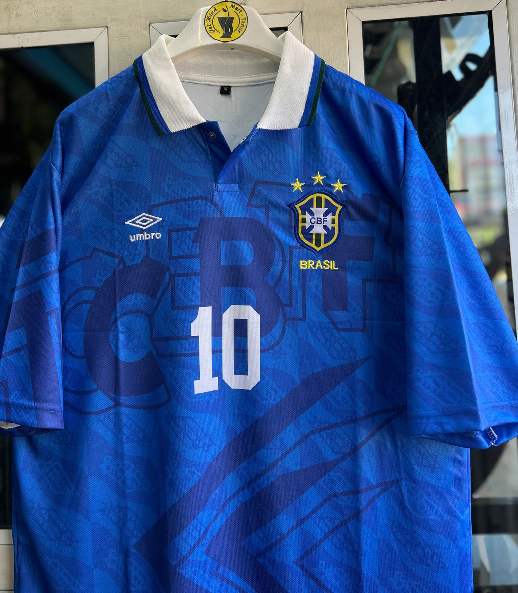 BRAZIL 1992 AWAY JERSEY, FIVE SLEEVE POLO EMBROIDERY