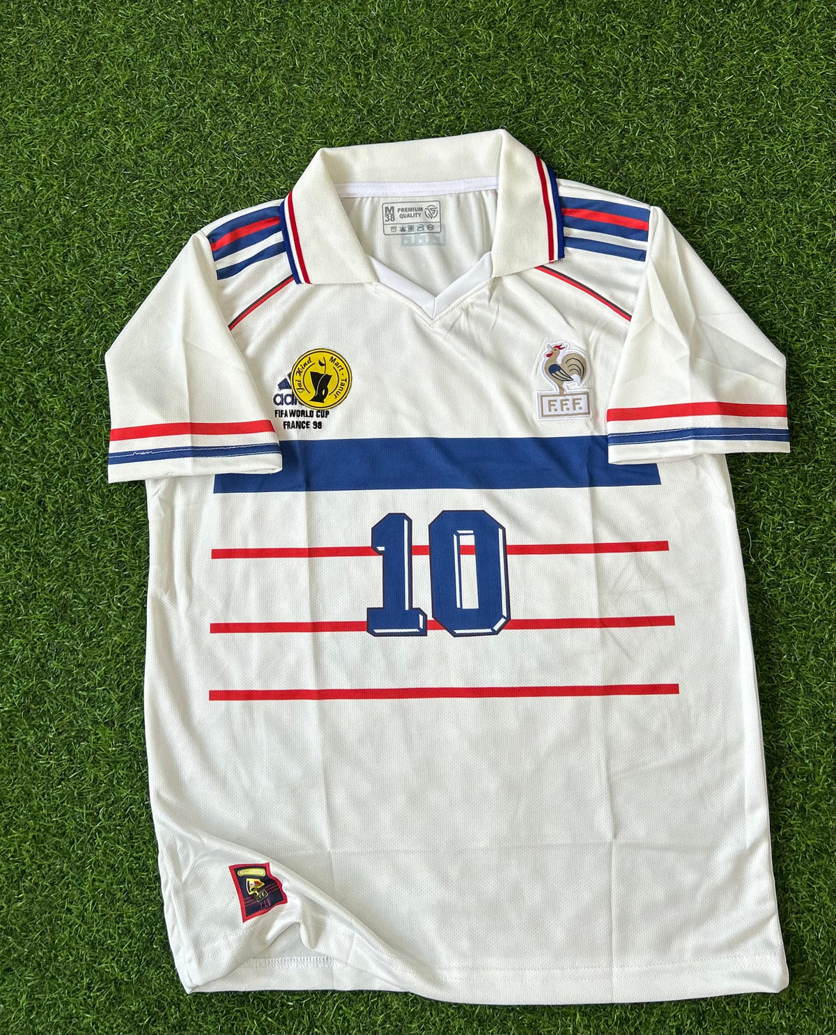 FRANCE 1998 AWAY JERSEY, HALF SLEEVE POLO EMBROIDERY