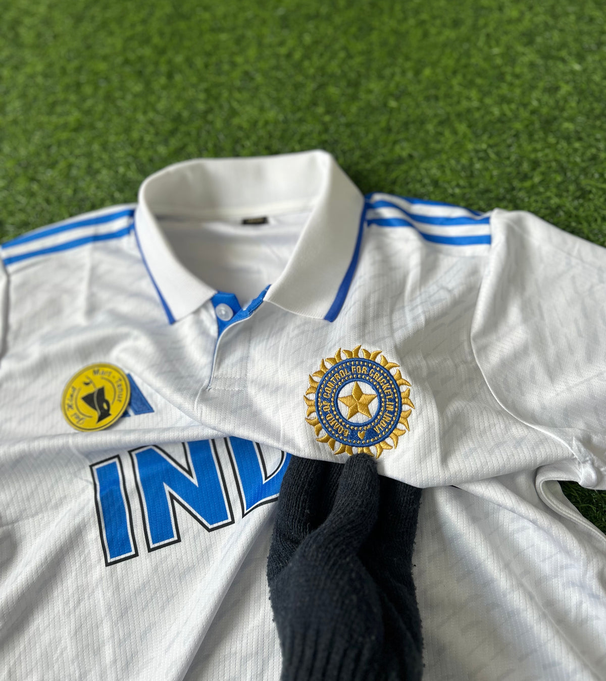 INDIA CRICKET TEST JERSEY, HALF SLEEVE  POLO  EMBROIDERY