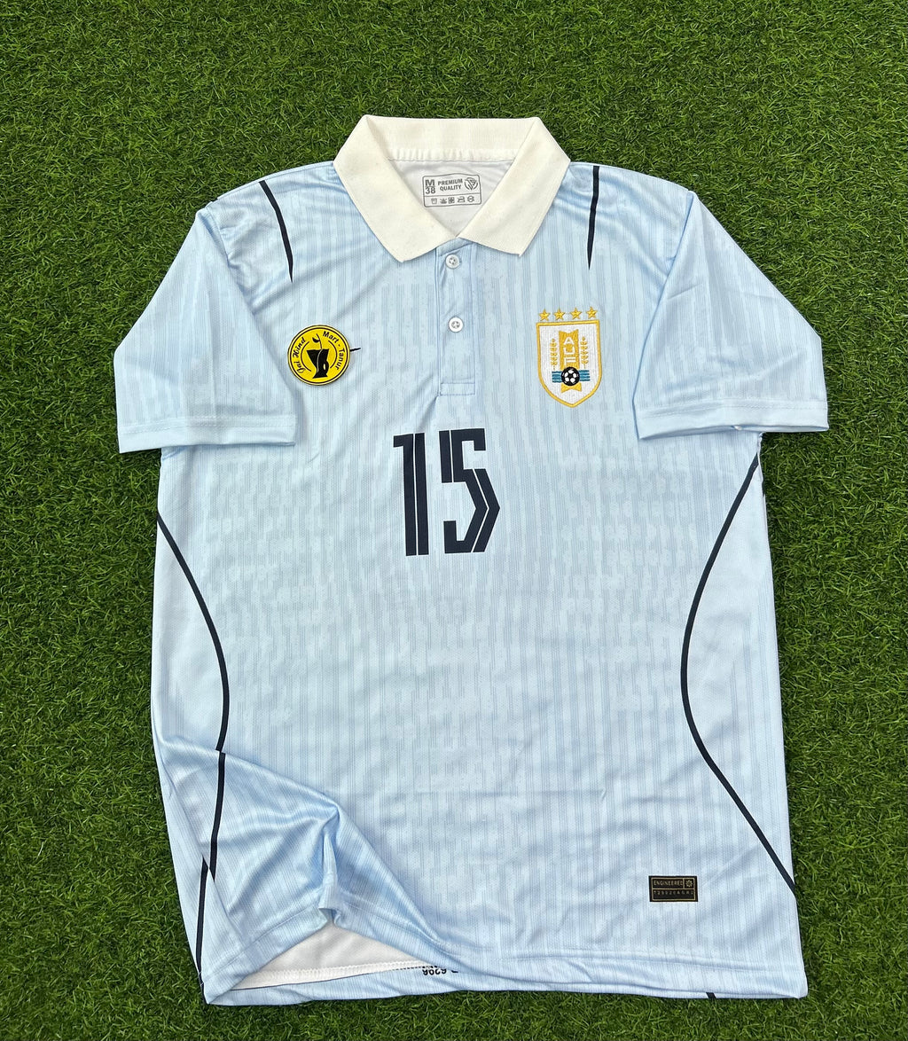 URUGUAY 2026 WORLD CUP HOME KIT, HALF SLEEVE POLO EMBROIDERY