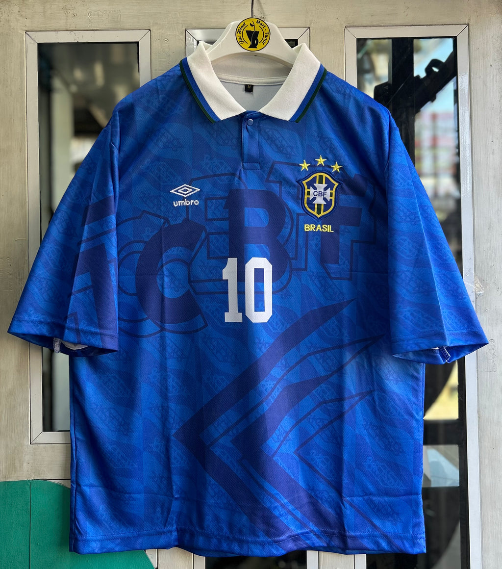 BRAZIL 1992 AWAY JERSEY, FIVE SLEEVE POLO EMBROIDERY