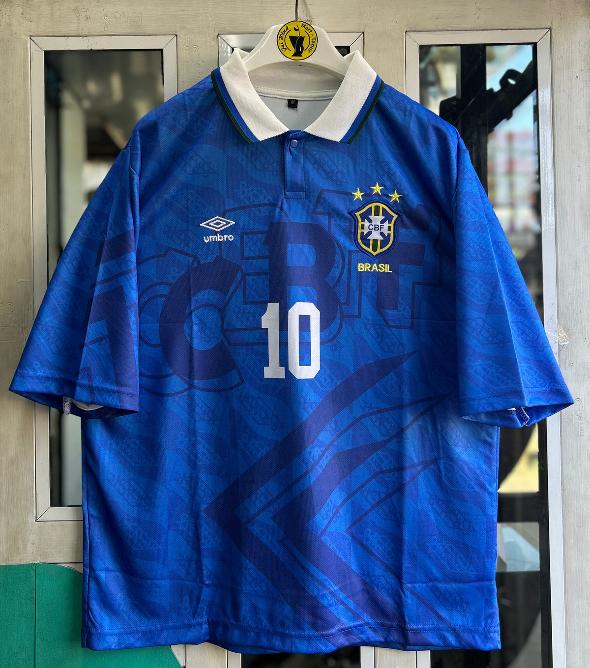 BRAZIL 1992 AWAY JERSEY, FIVE SLEEVE POLO EMBROIDERY