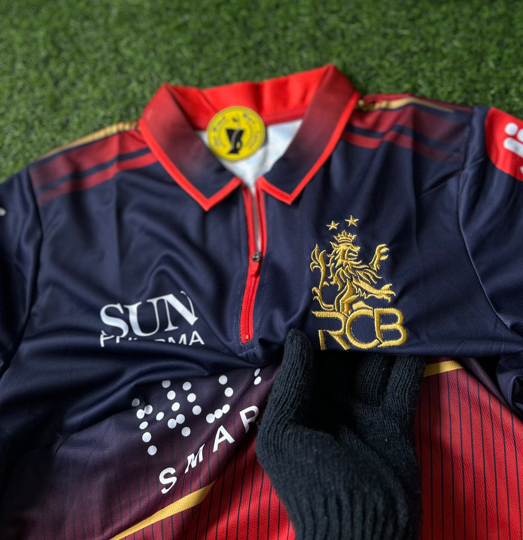 RCB 2026 HOME JERSEY (2 STAR), HALF SLEEVE POLO ZIP EMBROIDERY