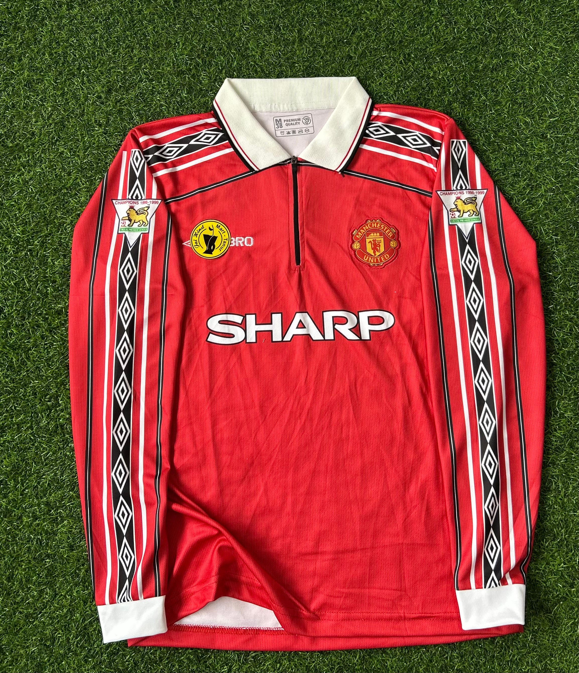 MAN UNITED 1998-99 HOME KIT, FULL SLEEVE POLO EMBROIDERY