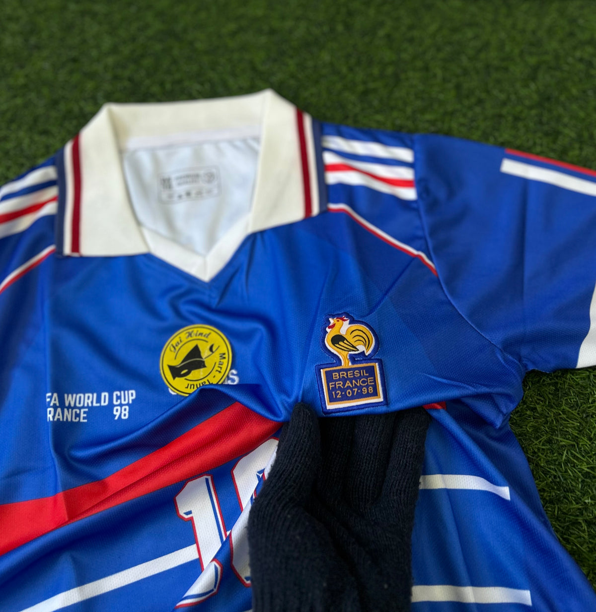 FRANCE 1998 HOME JERSEY, HALF SLEEVE POLO EMBROIDERY