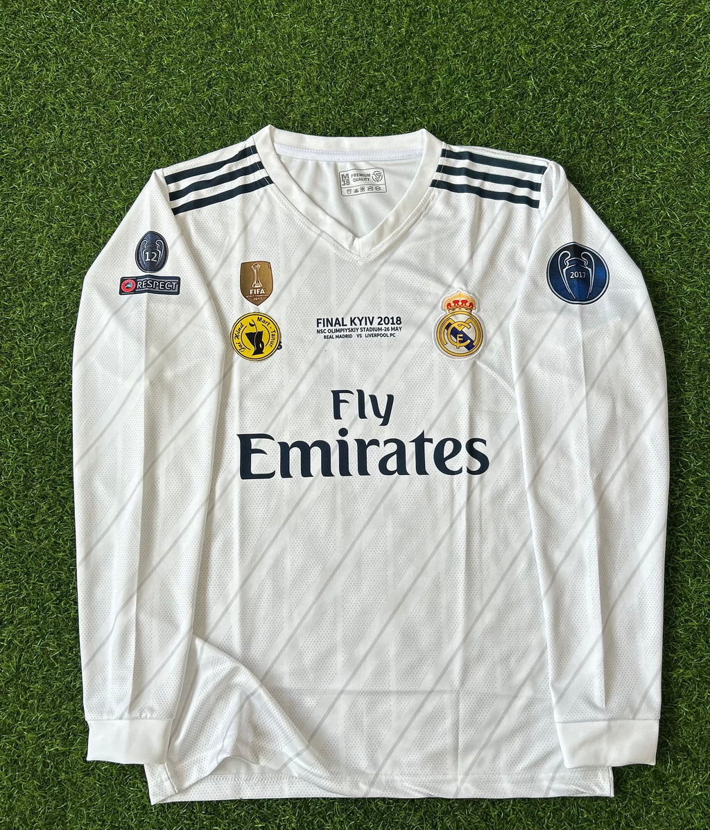 REAL MADRID 2017-18 HOME KIT, FULL SLEEVE EMBROIDERY