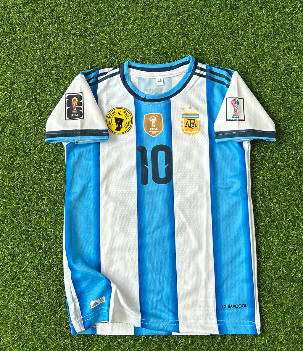 ARGENTINA 2026 WORLD CUP HOME KIT, HALF SLEEVE SUBLIMATION, JERSEY & SHORTS (KID SIZE)
