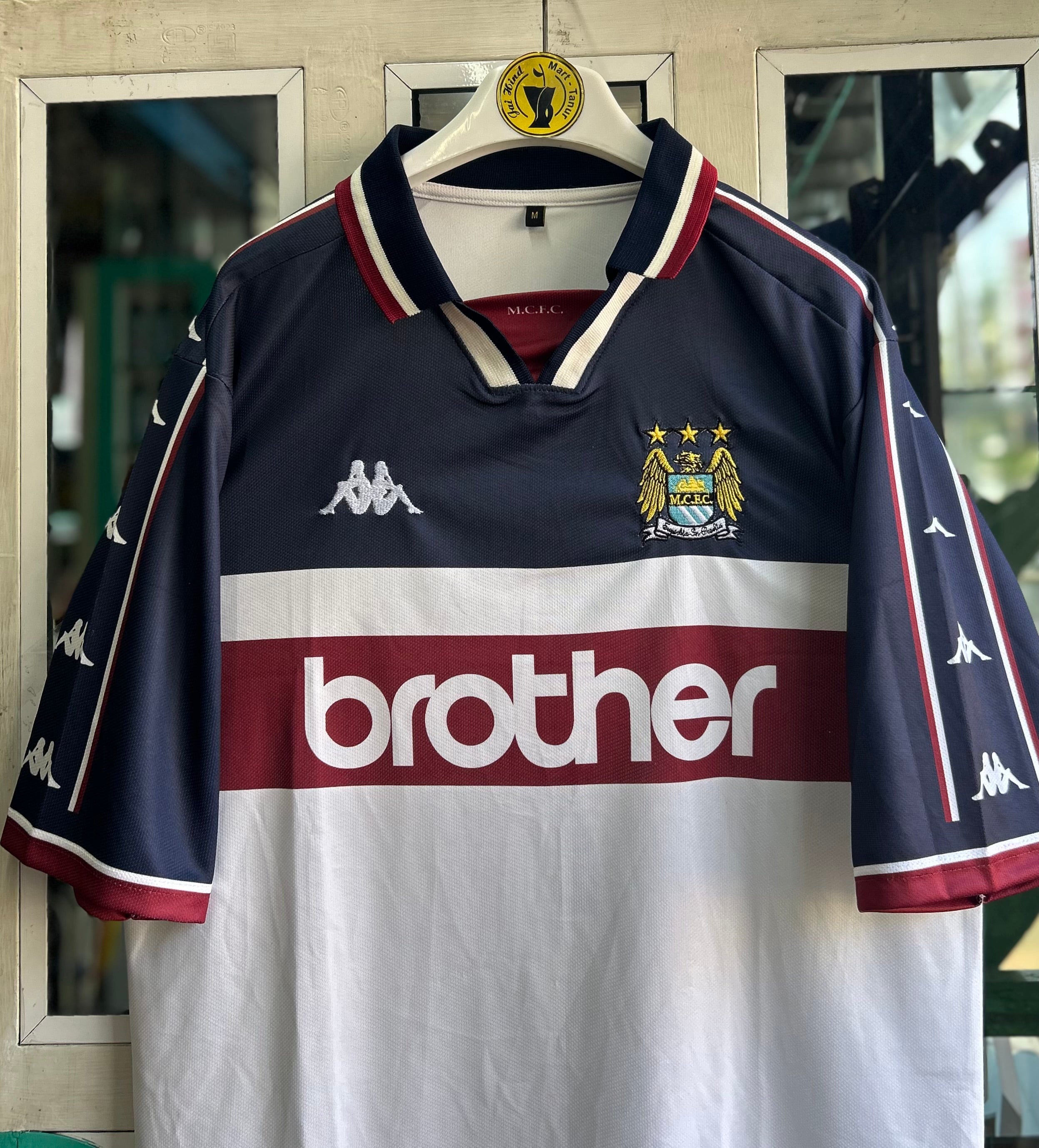 MAN CITY 1997-98 AWAY JERSEY, FIVE SLEEVE POLO EMBROIDERY