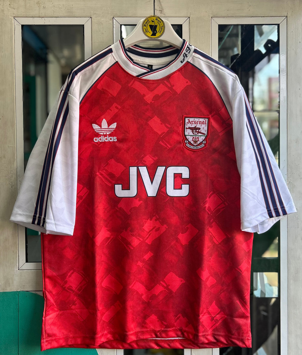 ARSENAL 1990-92 HOME JERSEY, FIVE SLEEVE  EMBROIDERY OG NECK