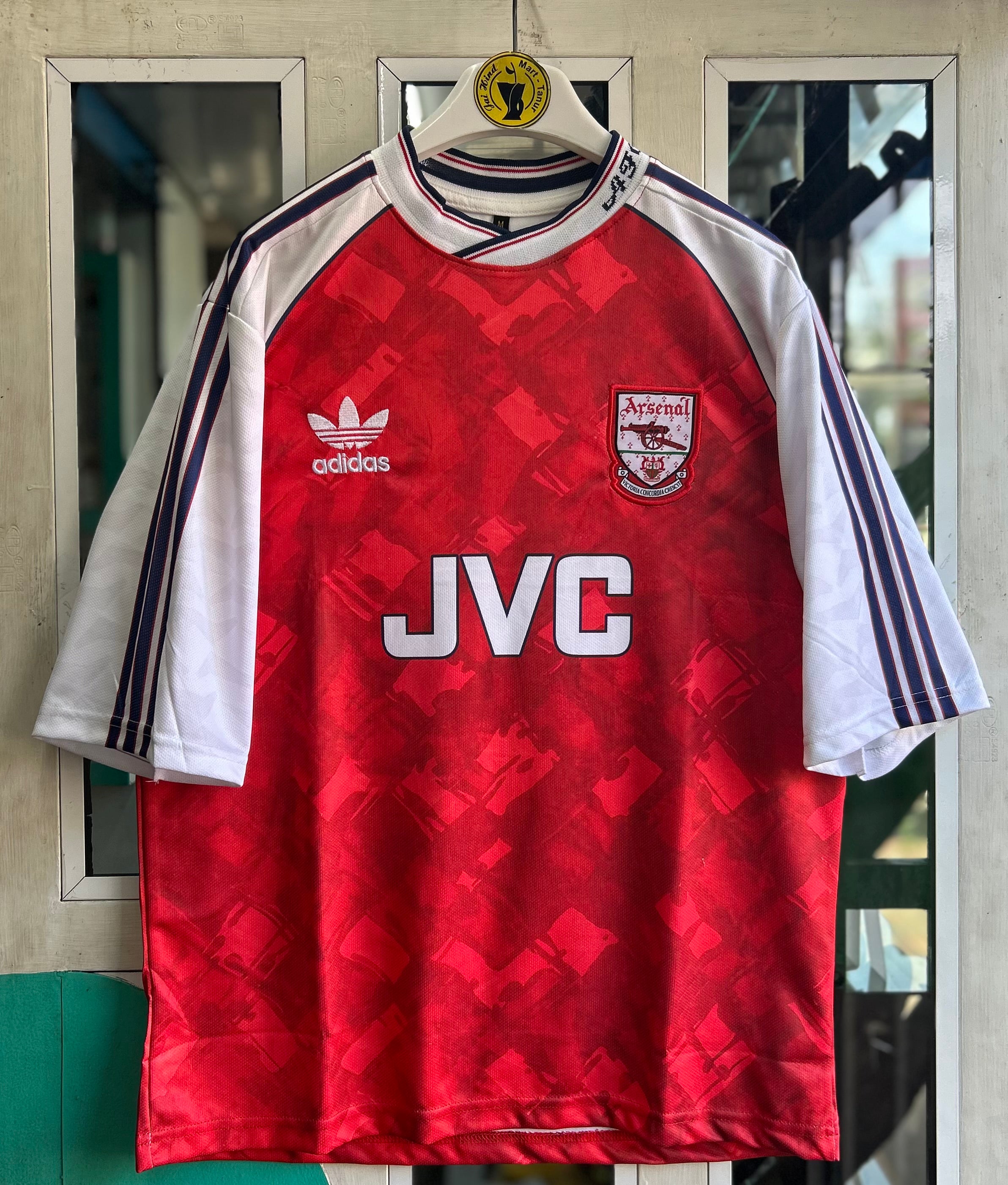 ARSENAL 1990-92 HOME JERSEY, FIVE SLEEVE  EMBROIDERY OG NECK