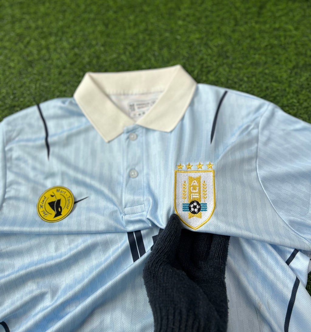 URUGUAY 2026 WORLD CUP HOME KIT, HALF SLEEVE POLO EMBROIDERY