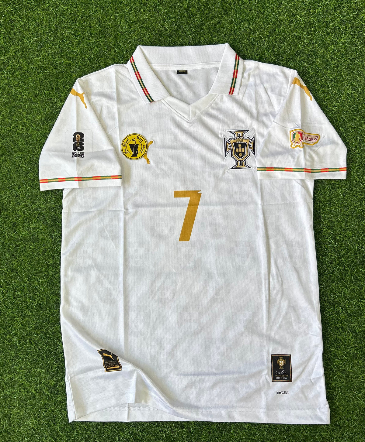 PORTUGAL 2026 SPECIAL EDITION WHITE  JERSEY, HALF SLEEVE POLO EMBROIDERY