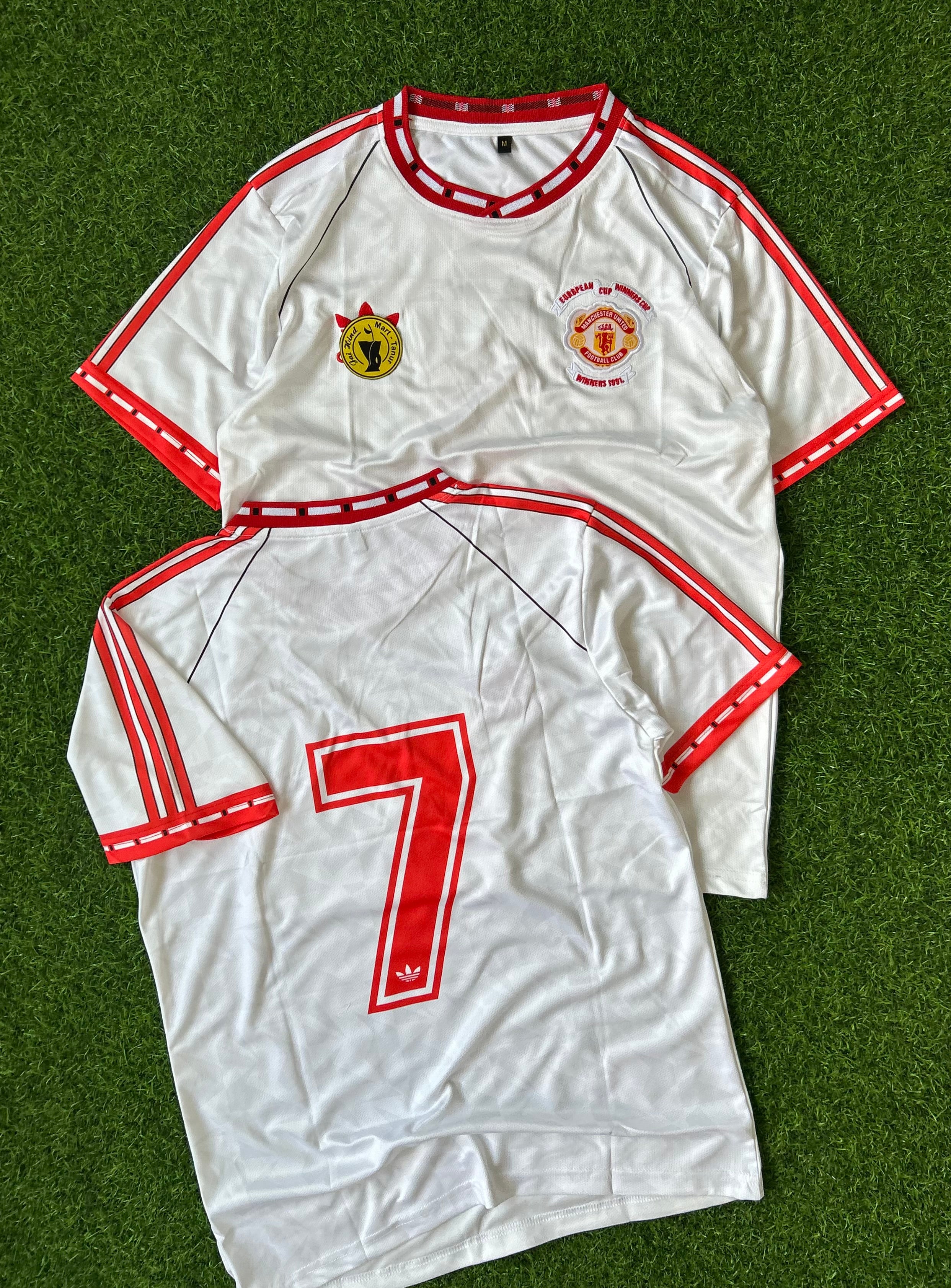 MAN UNITED 1990-91 E CUP WINNER JERSEY, HALF SLEEVE  EMBROIDERY