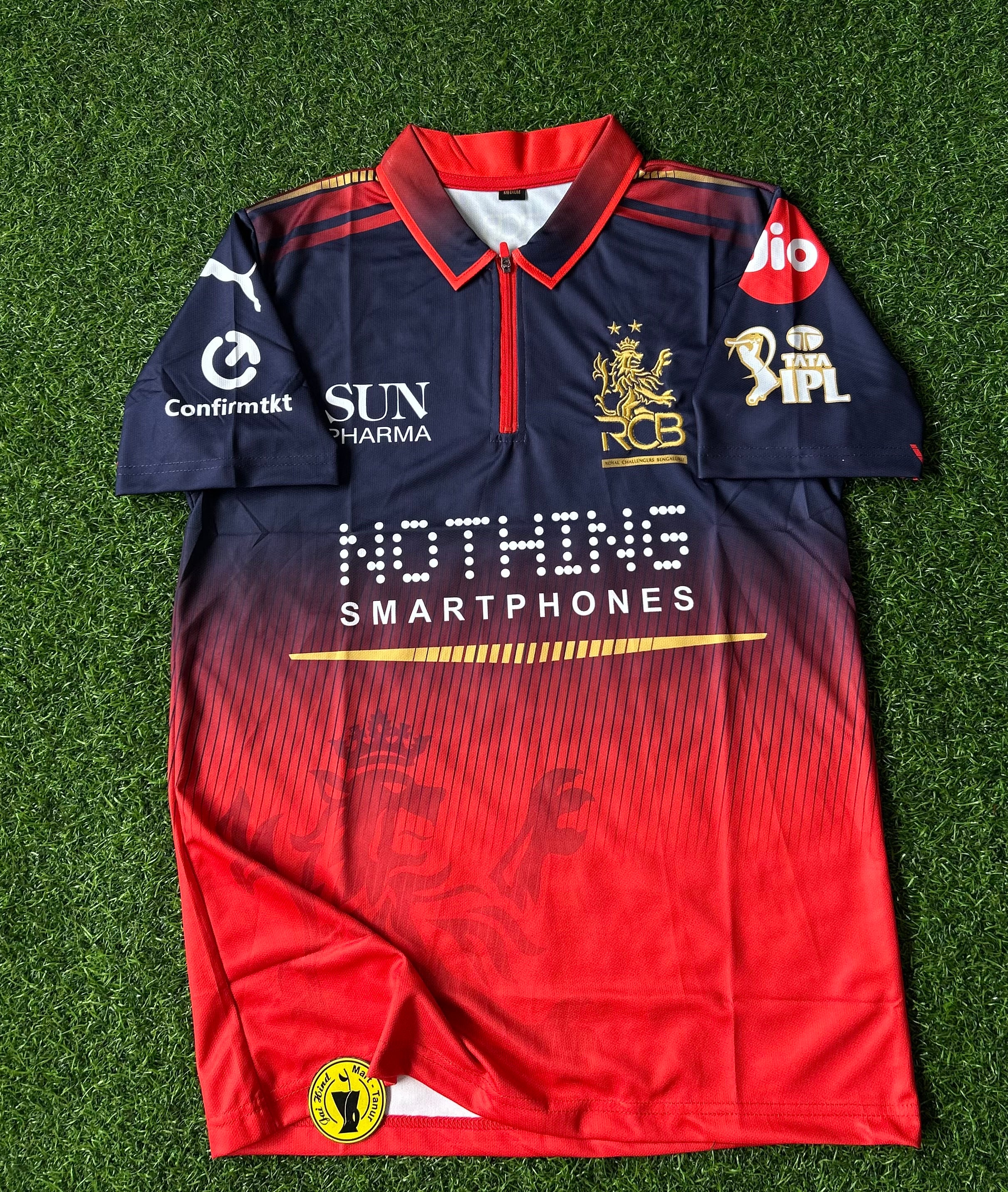 RCB 2026 HOME JERSEY (2 STAR), HALF SLEEVE POLO ZIP EMBROIDERY