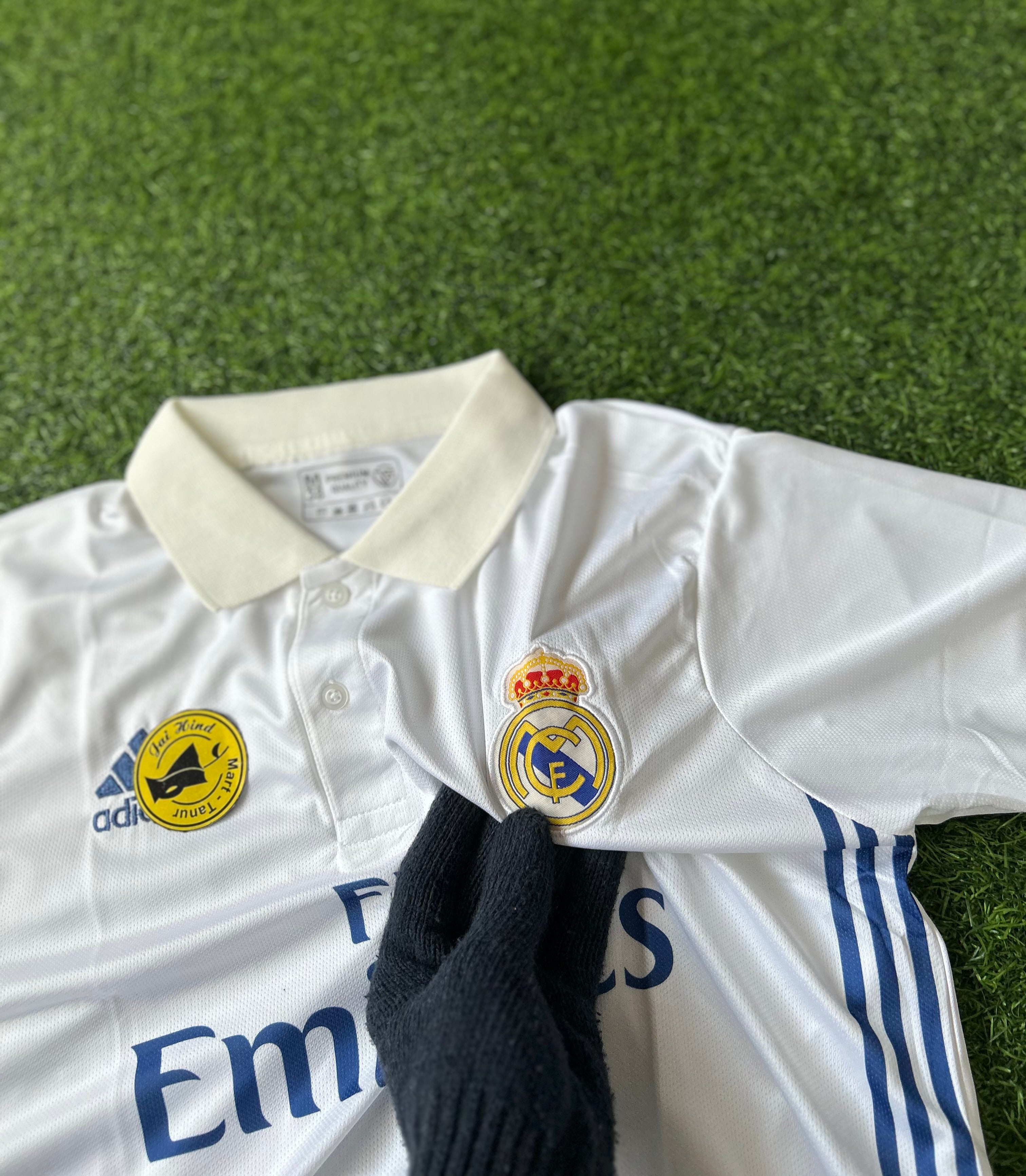 REAL MADRID 2016-17 HOME JERSEY, HALF SLEEVE POLO EMBROIDERY