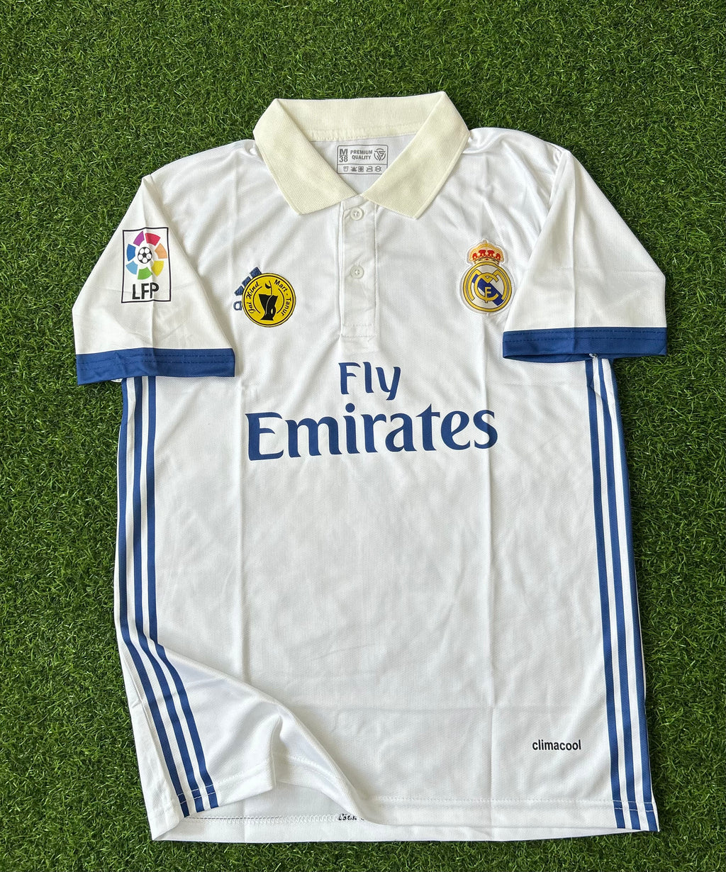 REAL MADRID 2016-17 HOME JERSEY, HALF SLEEVE POLO EMBROIDERY