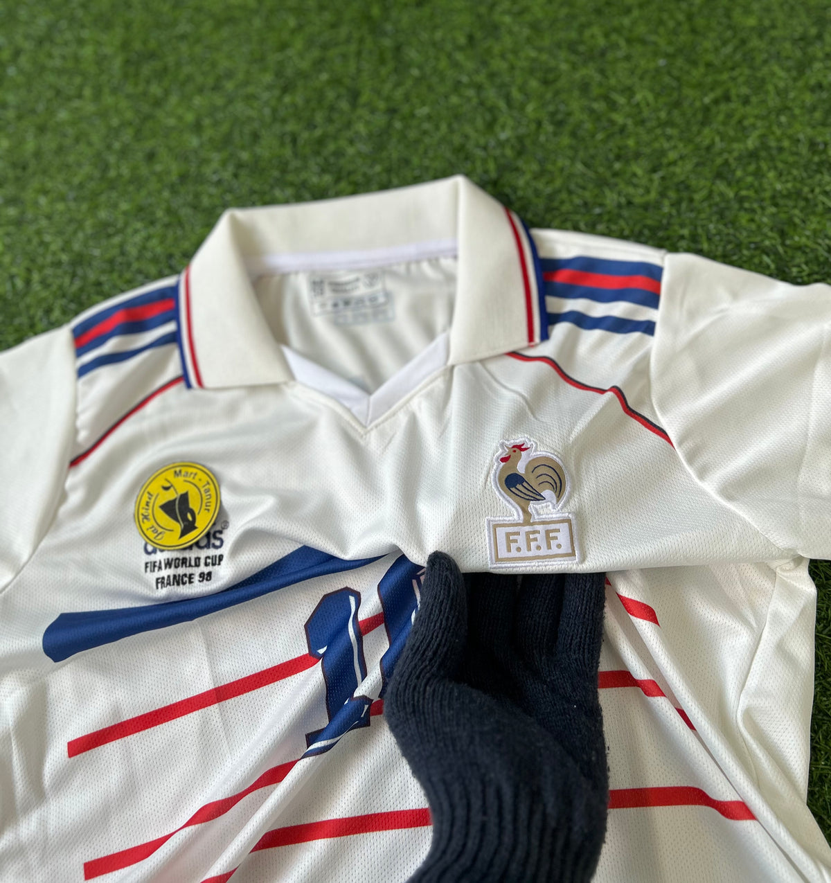 FRANCE 1998 AWAY JERSEY, HALF SLEEVE POLO EMBROIDERY