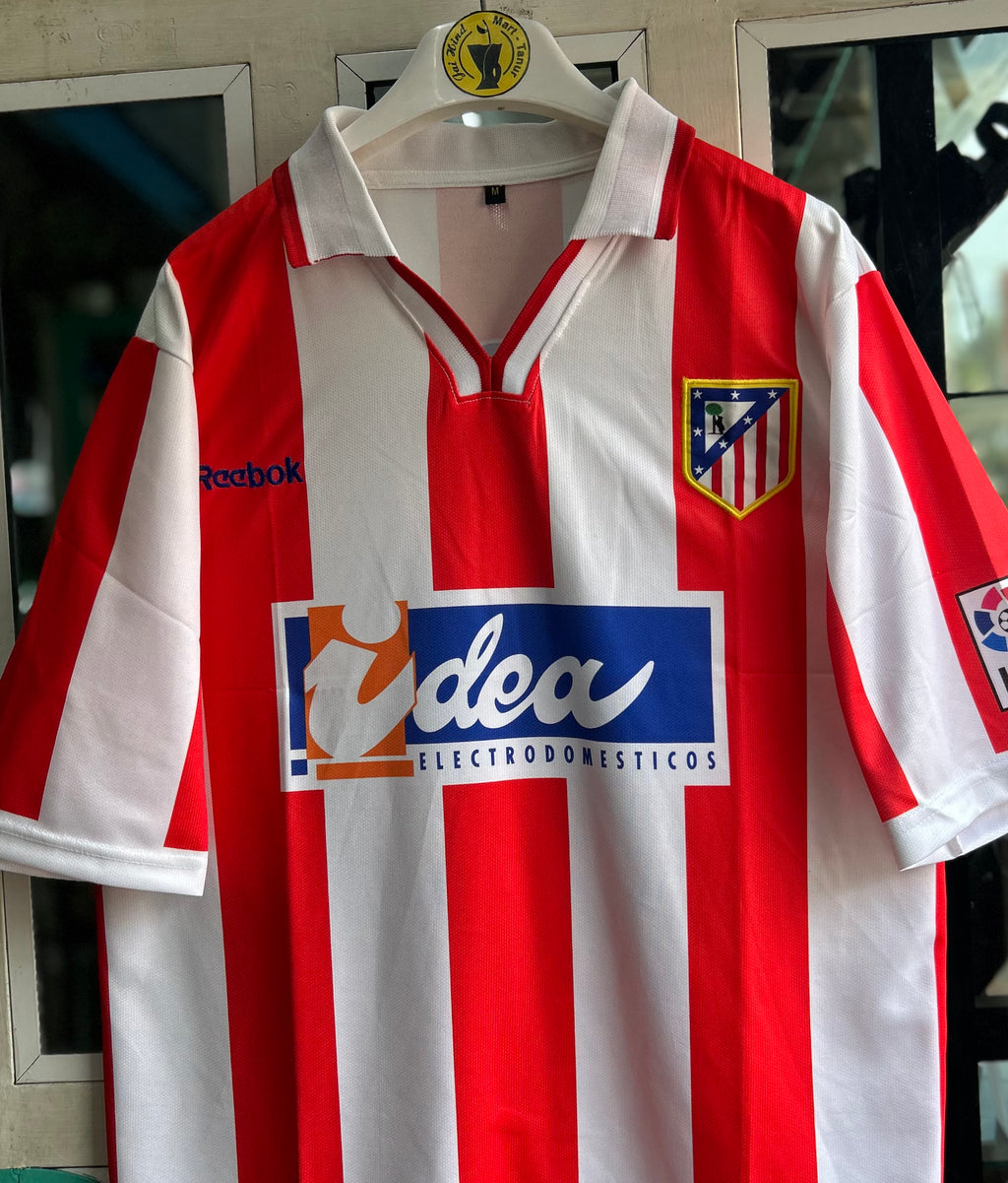 ATLETICO MADRID 2001-02 HOME JERSEY, FIVE SLEEVE  POLO  EMBROIDERY