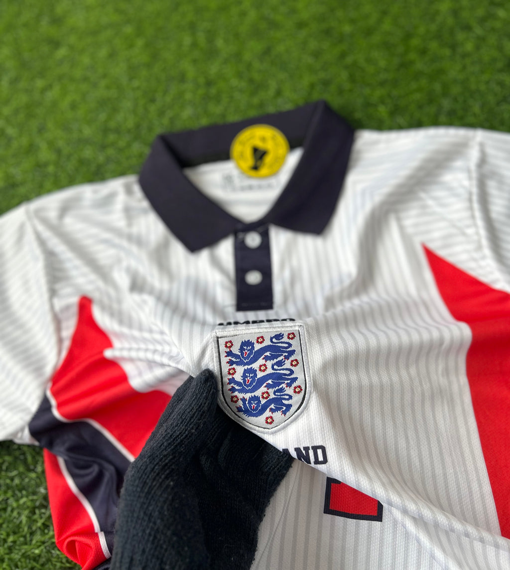 ENGLAND 1998 HOME JERSEY, HALF SLEEVE POLO EMBROIDERY
