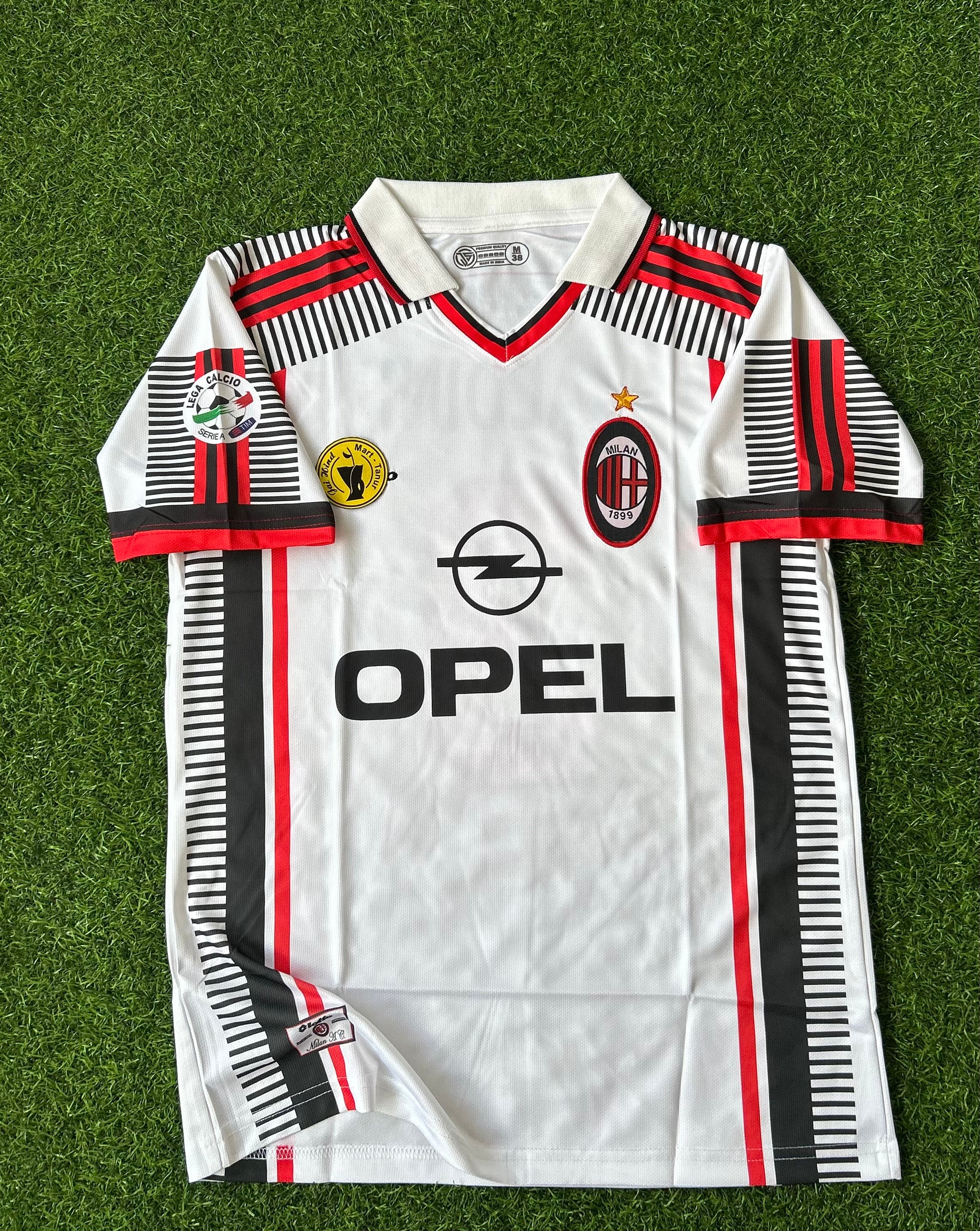 AC MILAN 1997-98 AWAY KIT, HALF SLEEVE POLO EMBROIDERY